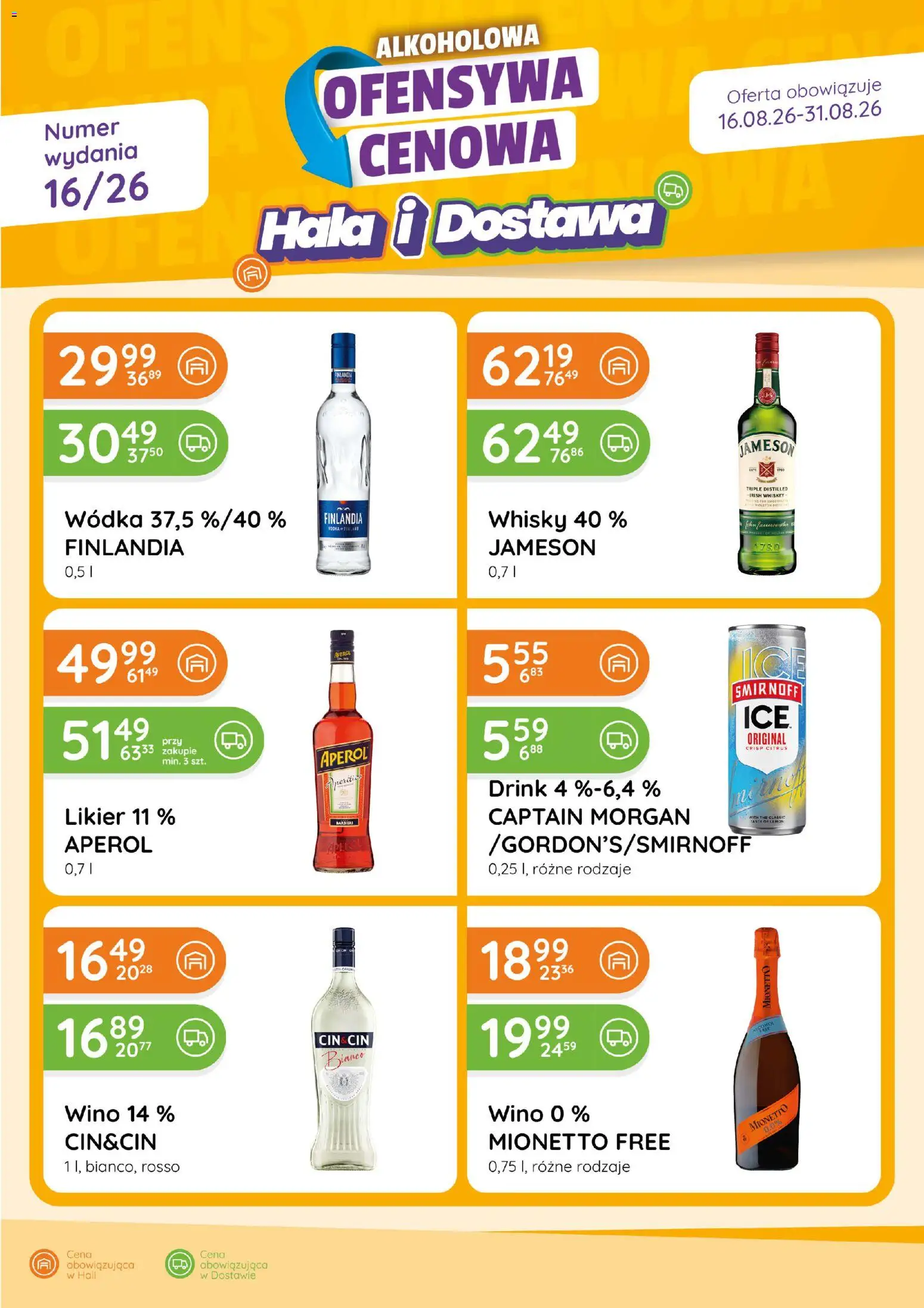 Eurocash gazetka - Ofensywa Alkoholowa od 16.08.2026 | Strona: 1 | Produkty: Irish whiskey, Captain Morgan, Wino, Wódka