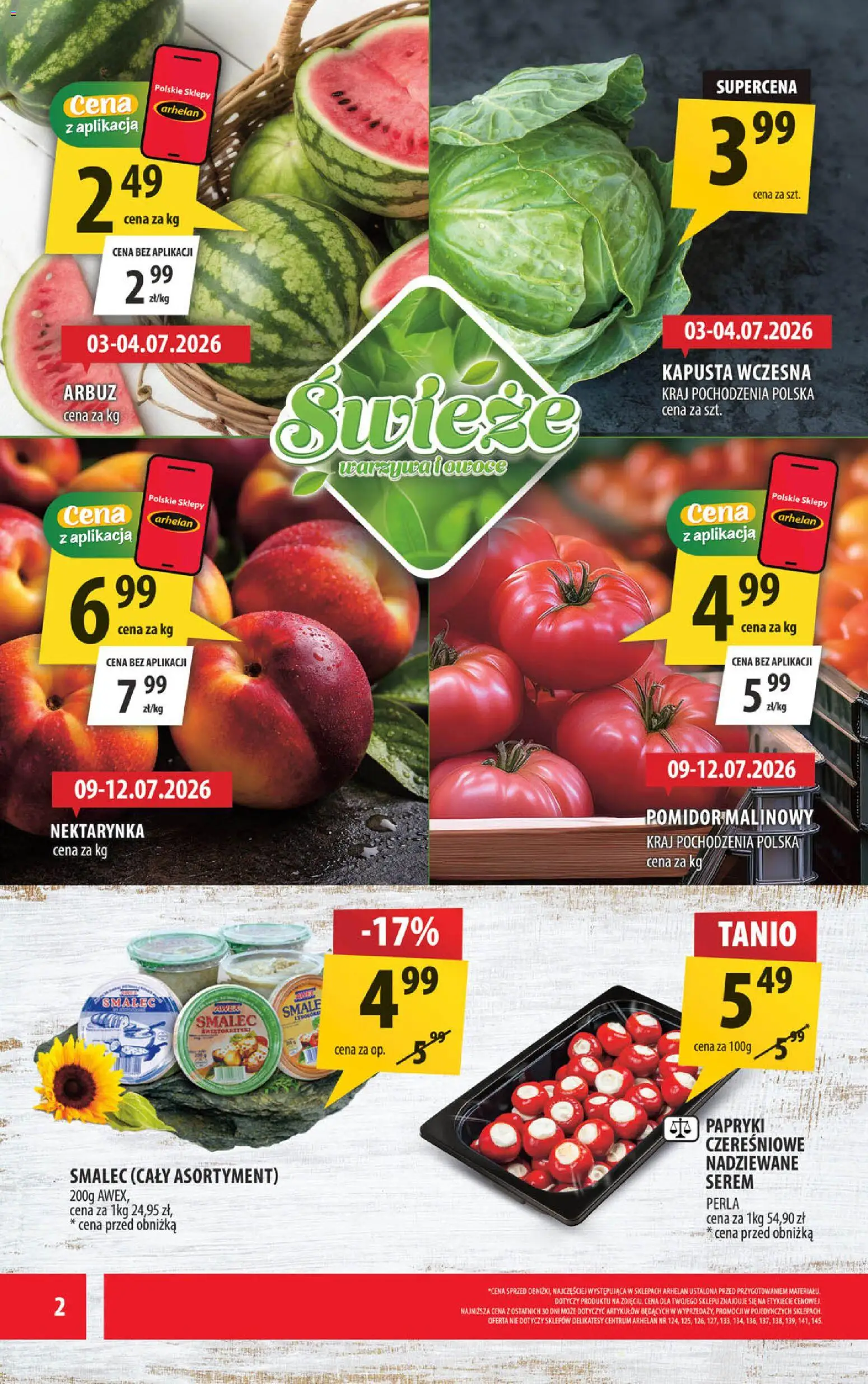 Arhelan gazetka od 03.07.2026 | Strona: 2 | Produkty: Nektarynka, Arbuz, Delikatesy, Warzywa