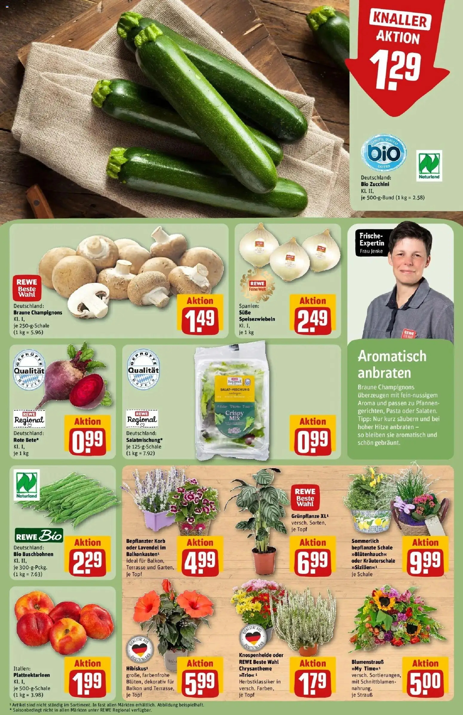 REWE Prospekt ab 17.08.2026 zum Blättern » Angebote | Seite: 9 | Produkte: Korb, Pasta, Zucchini, Lavendel