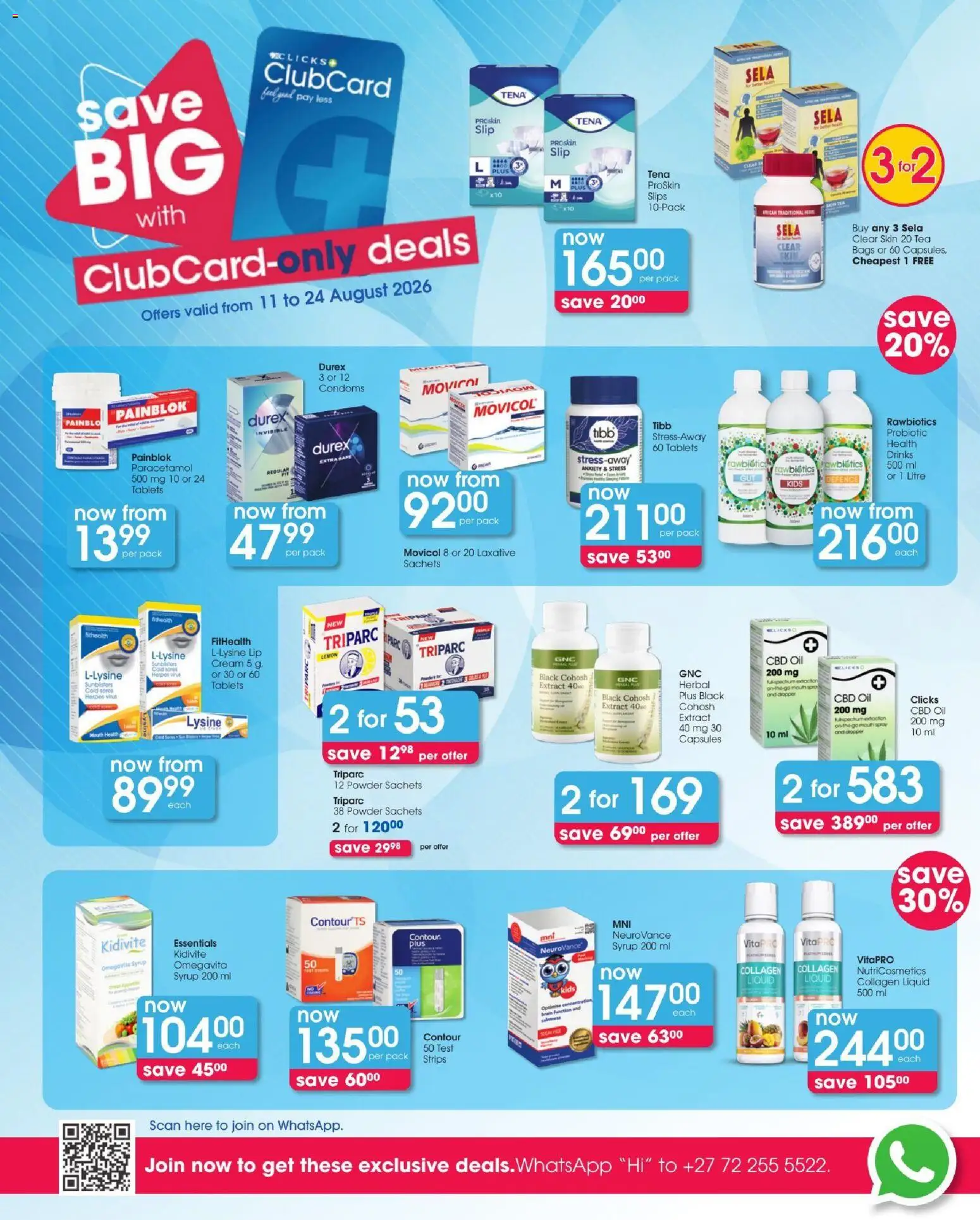 New Clicks catalogue – valid from 11/08/2026 | Page: 4 | Products: Oil, Powder, Cream, Syrup