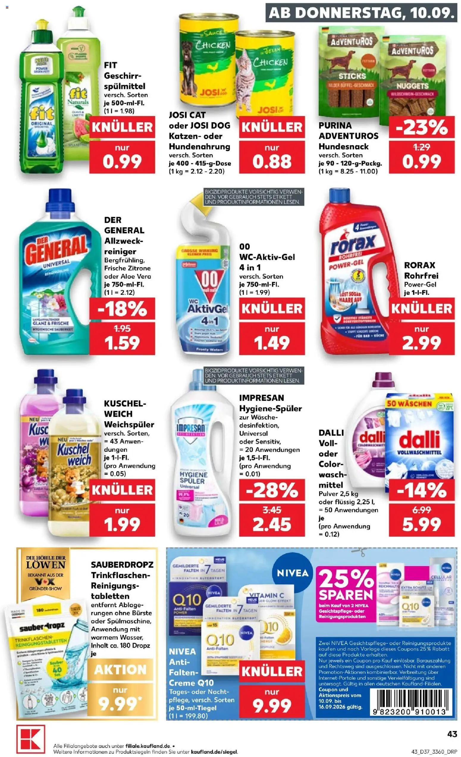 Kaufland Prospekt – gültig ab 10.09.2026 | Seite: 43 | Produkte: Bürste, Creme, Weichspüler, Zitrone