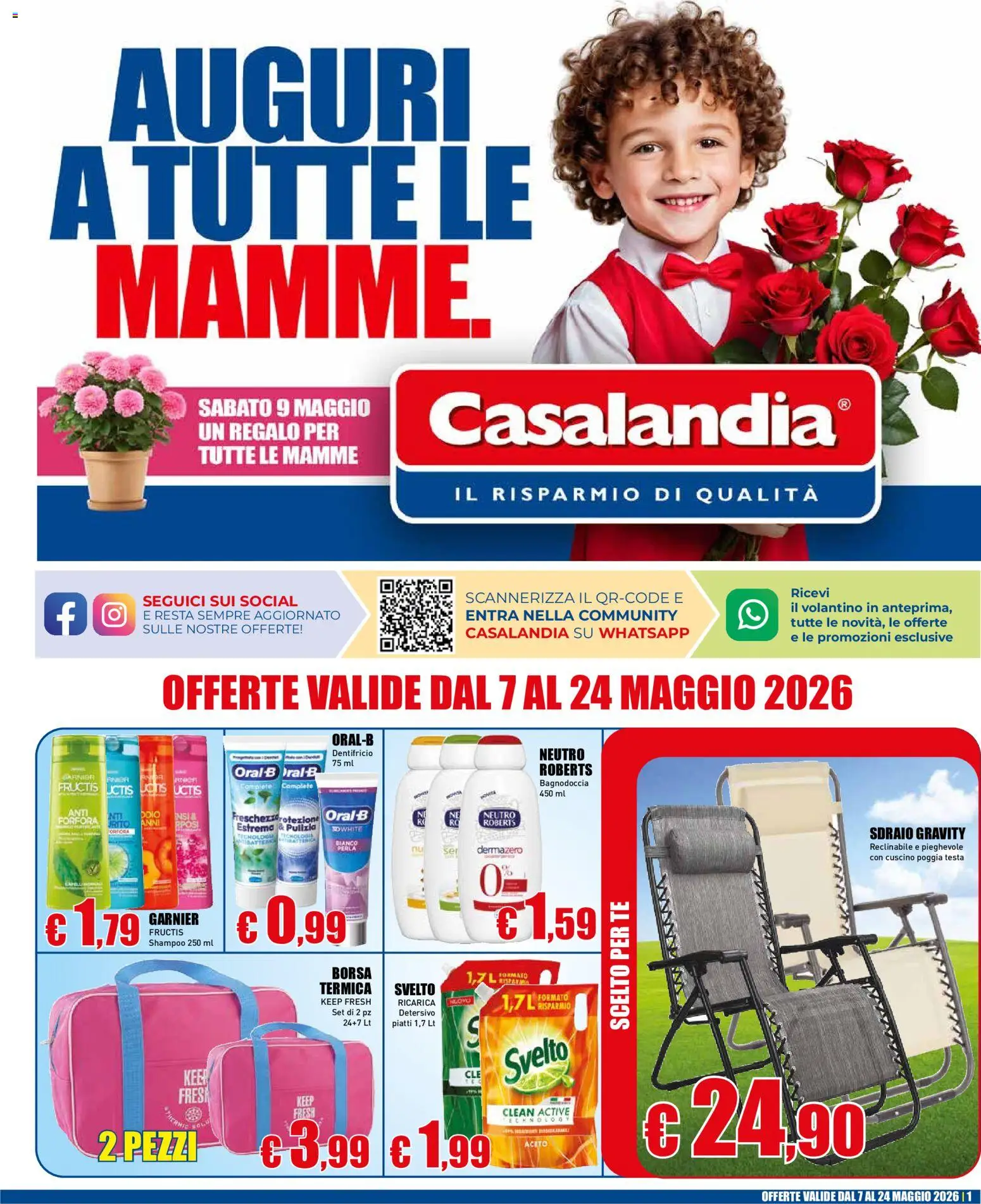 Volantino Casalandia del 07.05.2026 | Pagina: 1 | Prodotti: Dentifricio, Tè, Sdraio, Cuscino