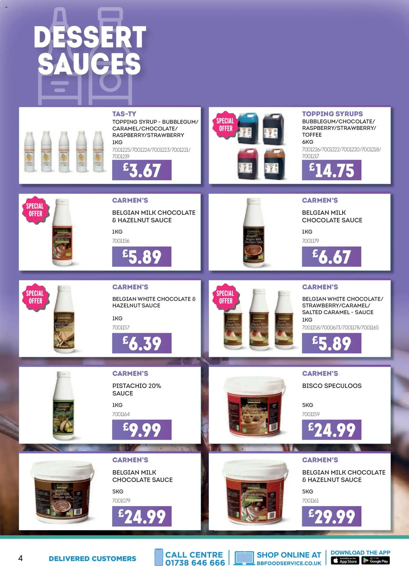 {H1} | Page: 4 | Products: Sauce, Milk, Chocolate, Dessert