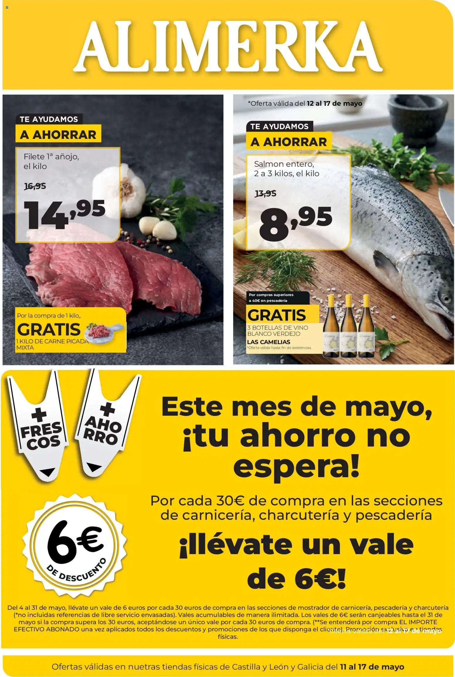 Alimerka folleto Castilla y León │ válido desde el 11.05.2026 | Página: 1 | Productos: Vino, Té, Filete