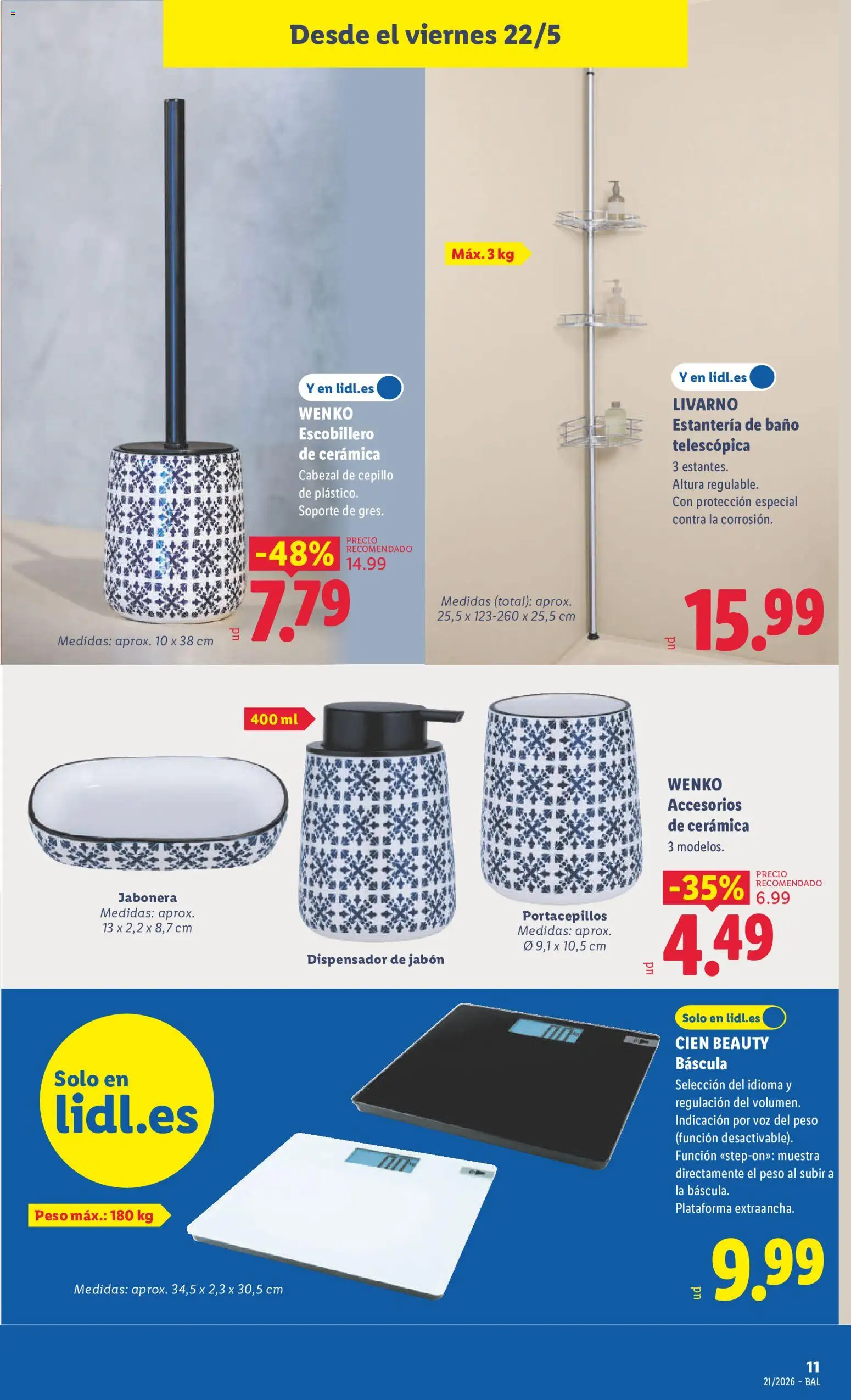 Lidl folleto de bazar │ válido desde el 18.05.2026 | Página: 27 | Productos: Cepillo, Dispensador de jabón, Peso, Baño