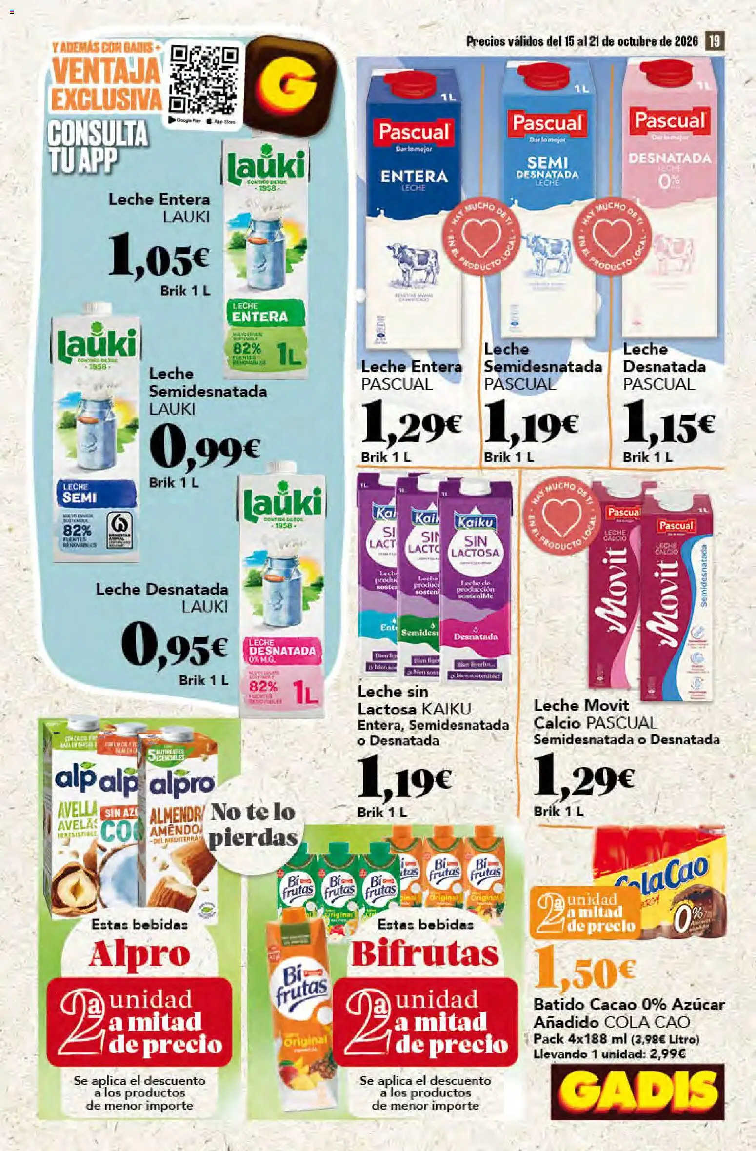 Gadis - folleto │ válido desde el 15/10/2026 | Página: 19 | Productos: Leche desnatada, Té, Azúcar, Cacao