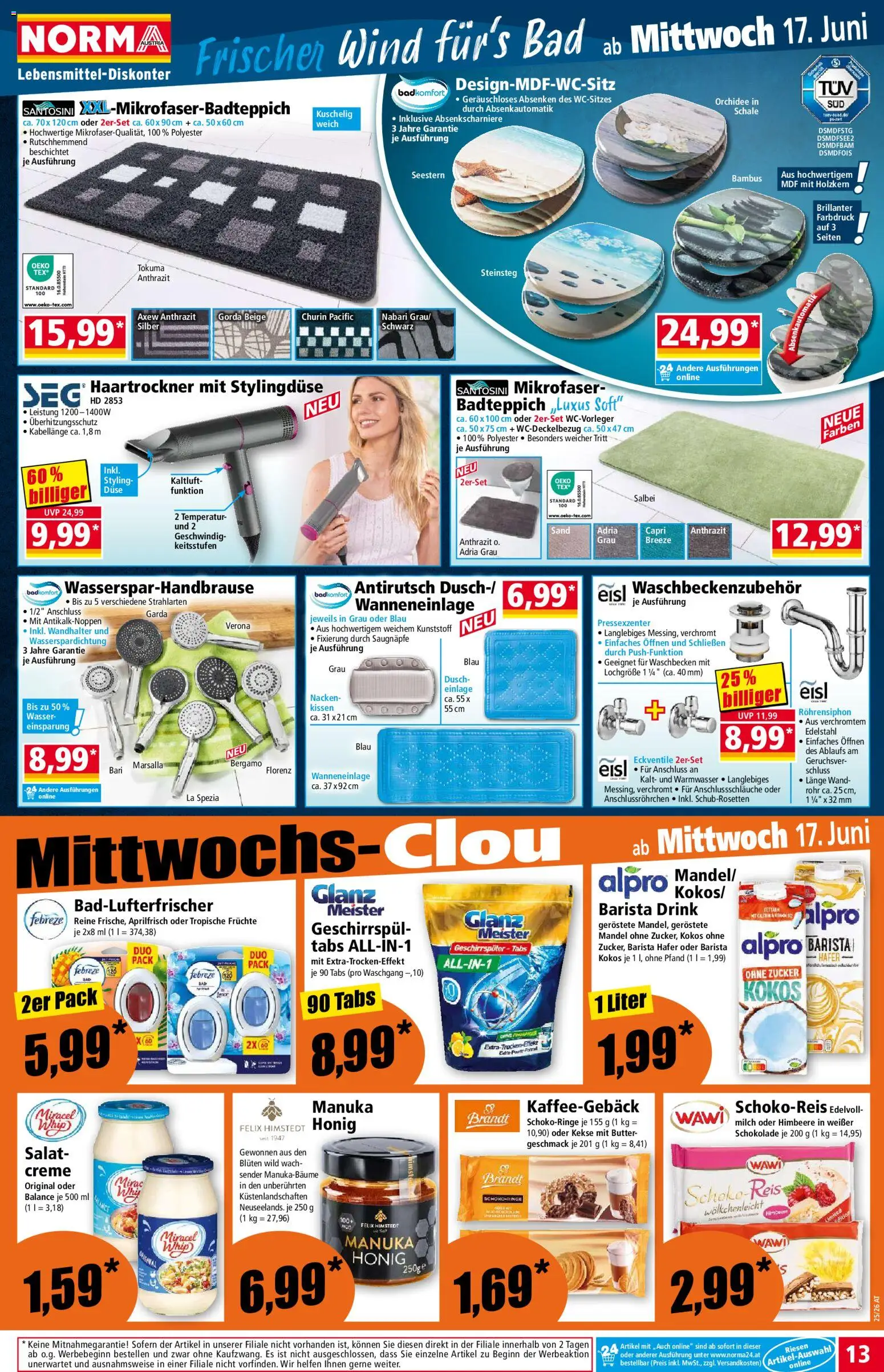 Norma Flugblatt gültig ab 15.06.2026 | Seite: 13 | Produkte: Kekse, Eis, Haartrockner, Creme