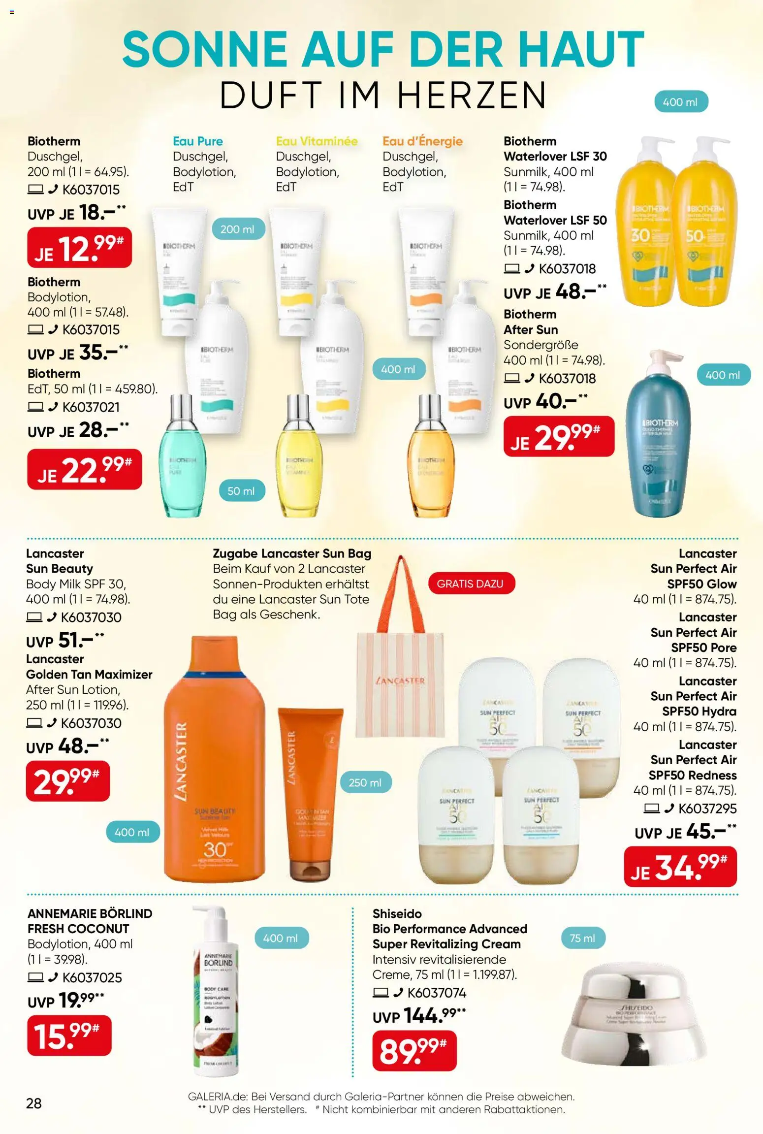 Galeria Karstadt Kaufhof Prospekt – gültig ab 10.06.2026 | Seite: 28 | Produkte: Duft, After Sun, Body Milk