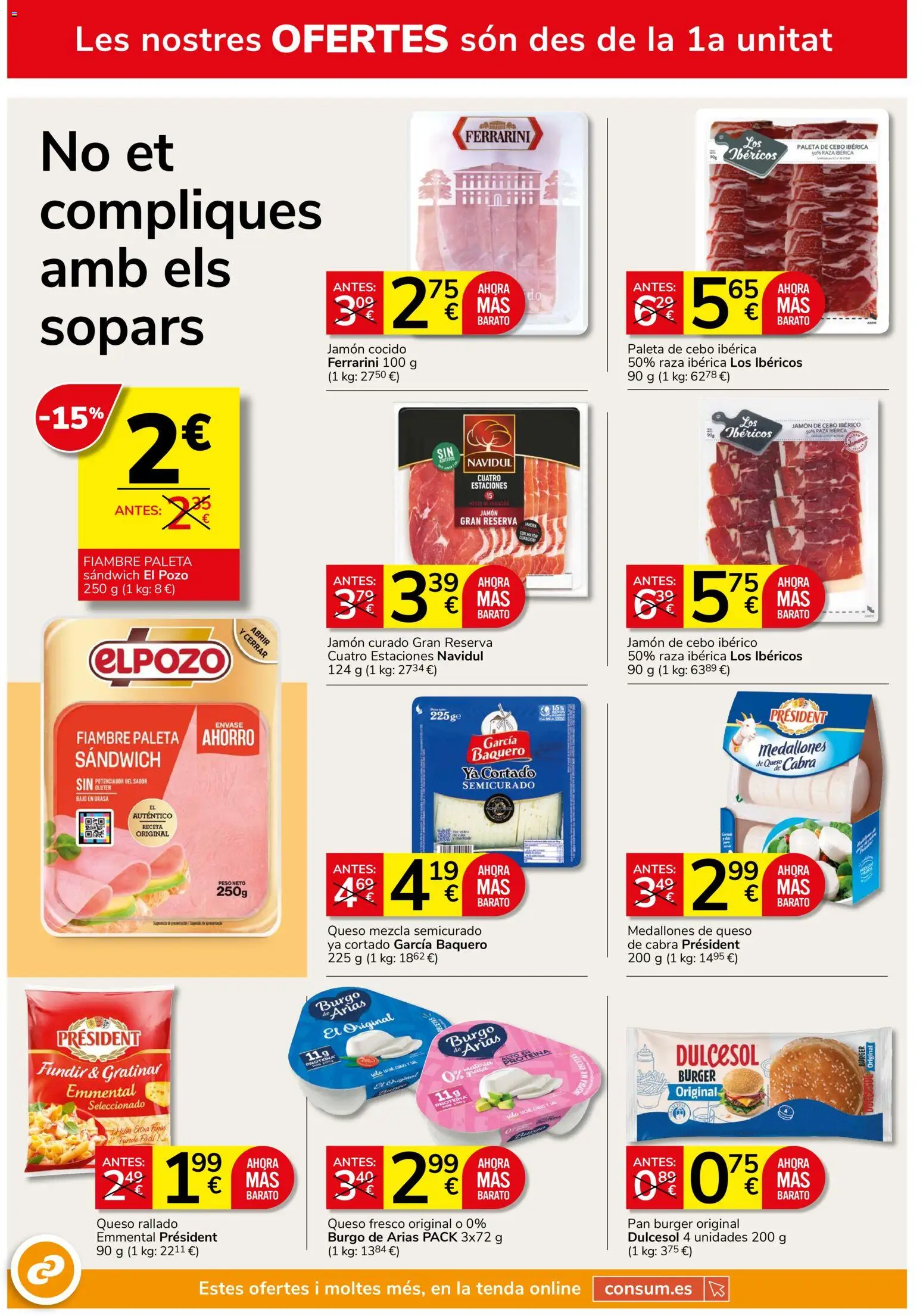 Consum folleto │ válido desde el 25/06/2026 | Página: 10 | Productos: Queso, Jamón cocido, Queso fresco, Queso rallado
