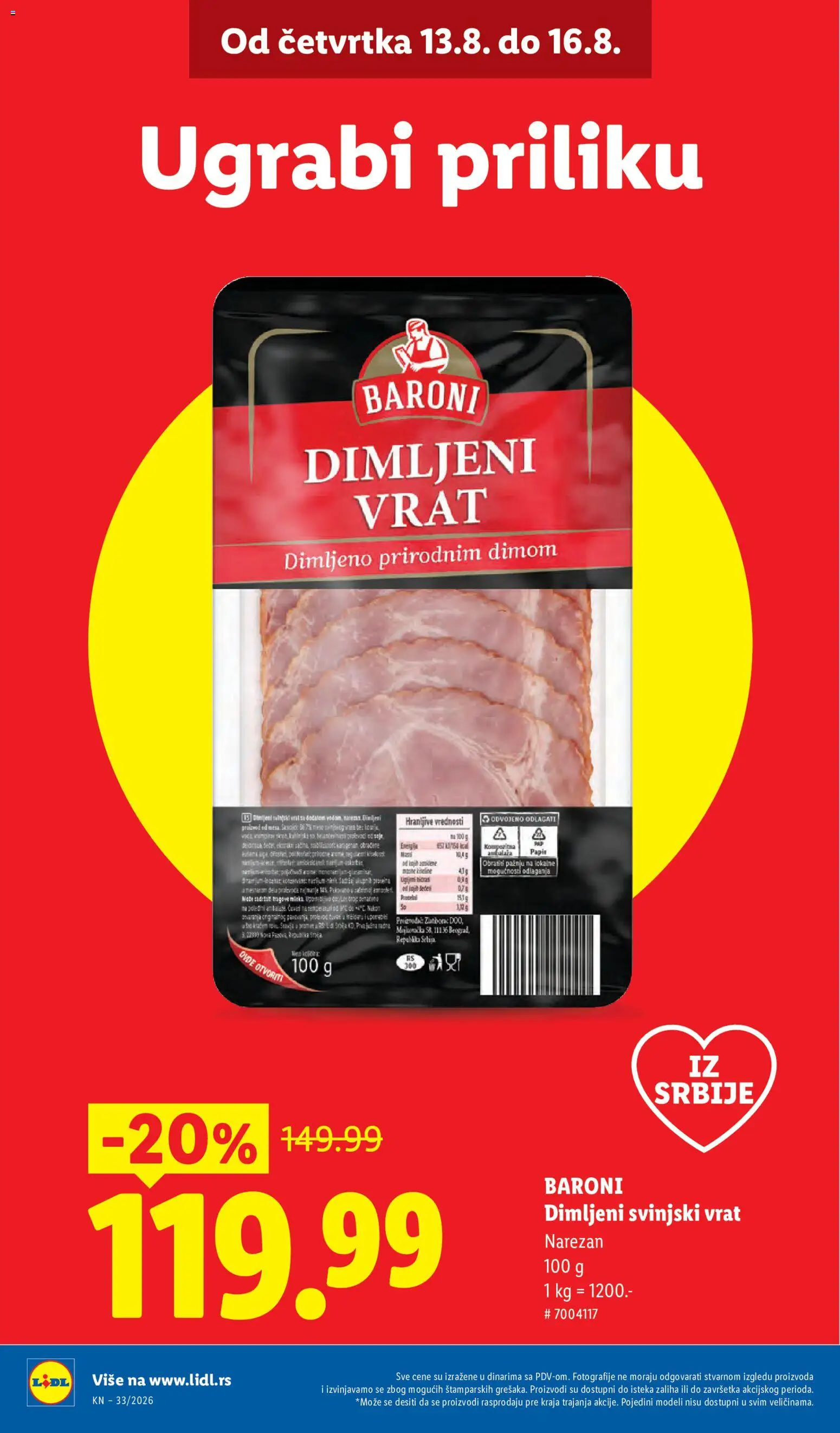 Lidl katalog - važi od 13.08.2026 | Strana: 4 | Proizvode: Dimljeni svinjski vrat, Svinjski vrat, Vrat, Dimljeni vrat