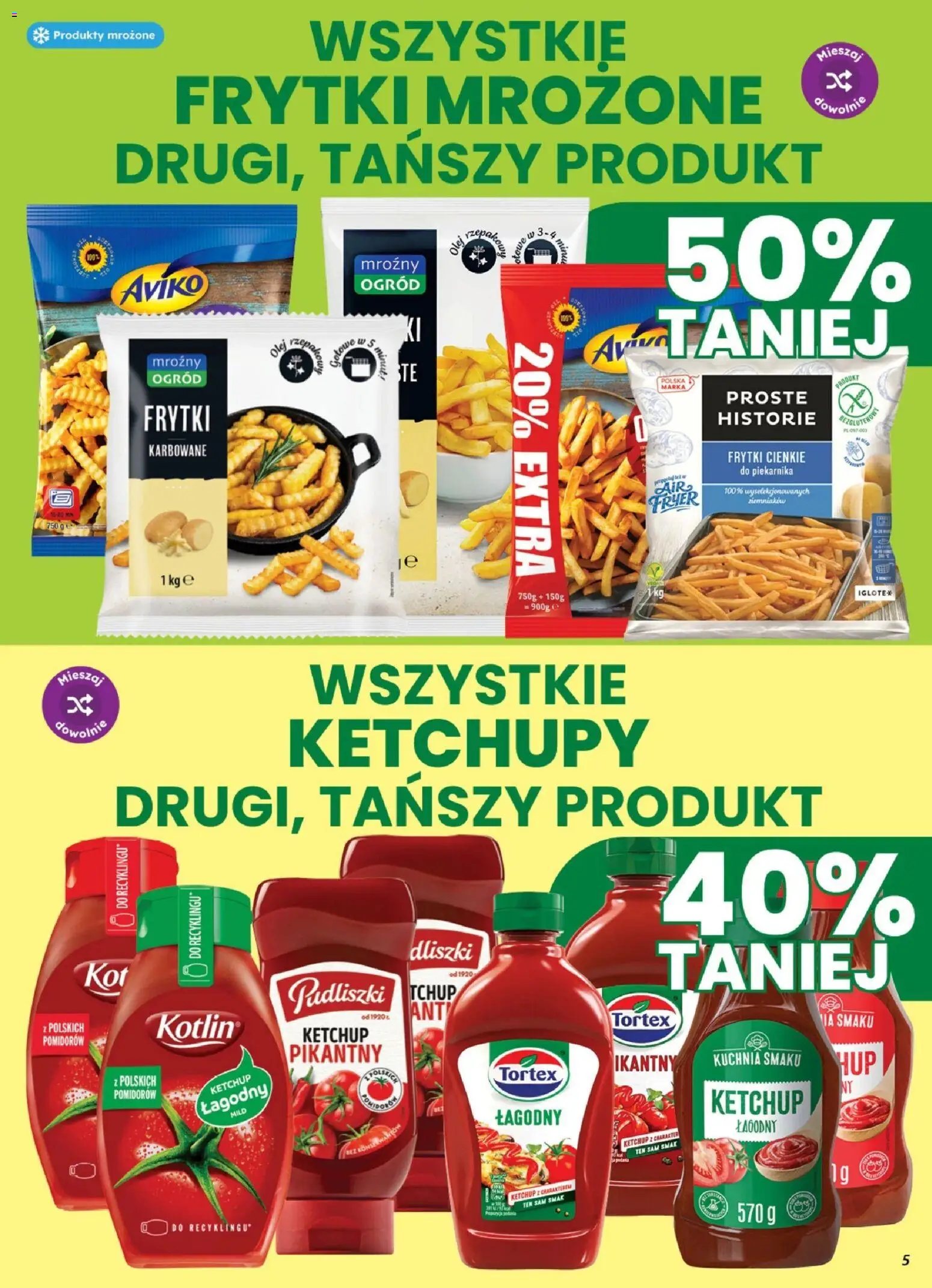 Dino gazetka - Weekendowe Okazje od 04.09.2026 | Strona: 5 | Produkty: Ketchup tortex, Olej, Frytki mrożone, Frytki