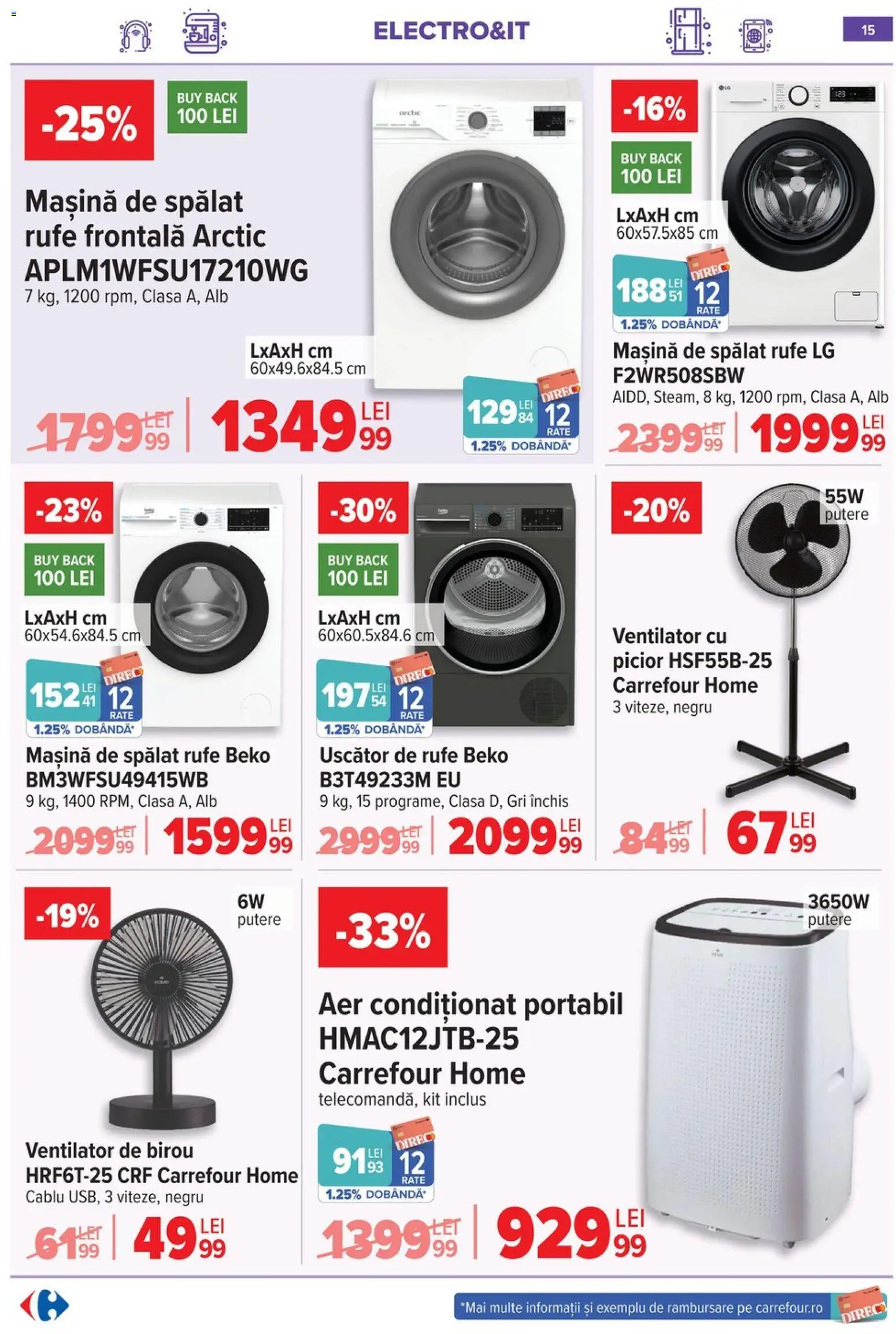 Noul catalog Carrefour – valabil de la 03.06.2026 | Pagină: 16 | Produse: Mașină De Spălat, Uscător, Aer Condiționat, Çikolatalı gofret