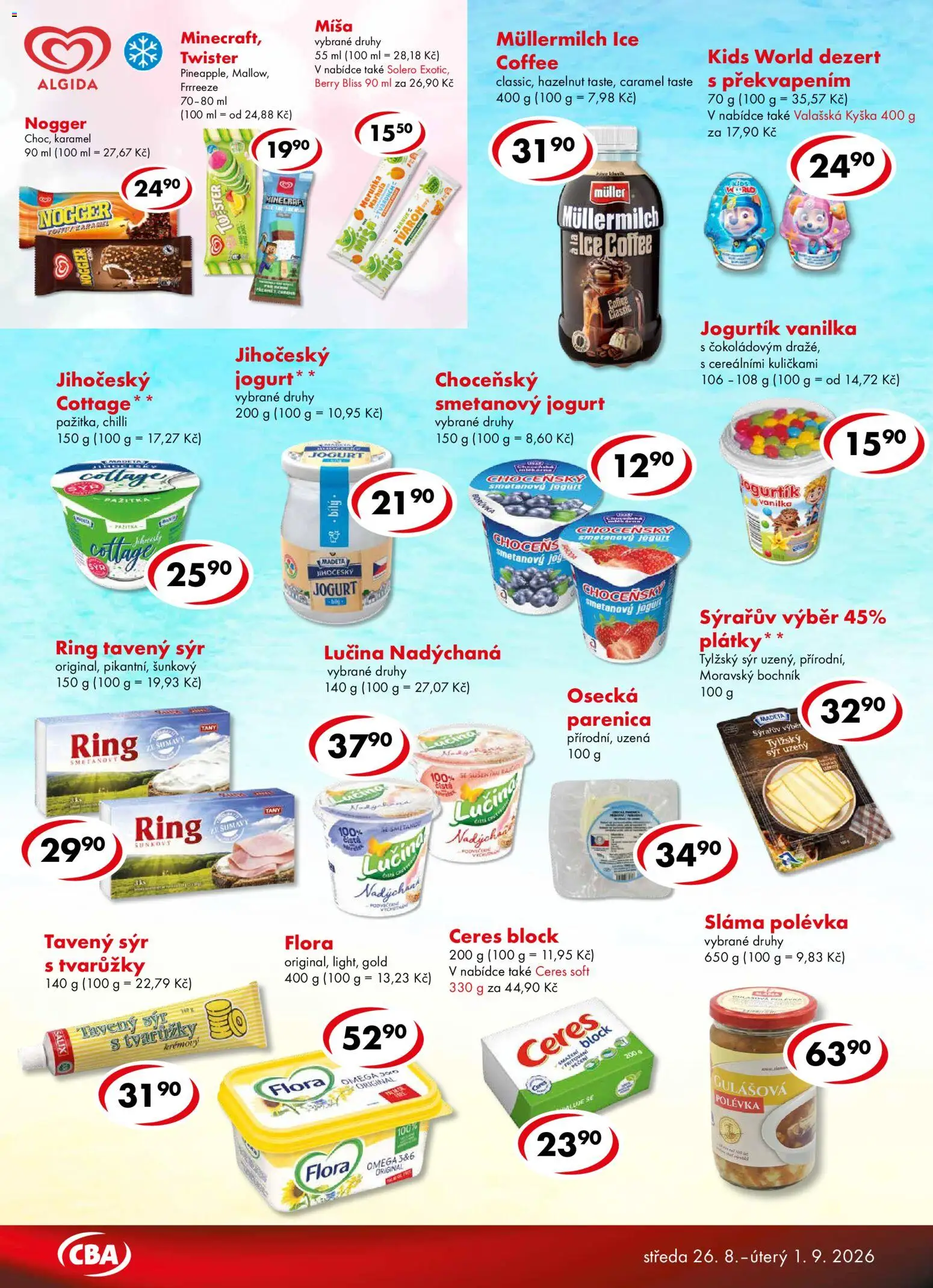 CBA leták - Premium od 26.08.2026 | Strana: 2 | Produkty: Tavený sýr, Smetanový jogurt, Omega, Flora