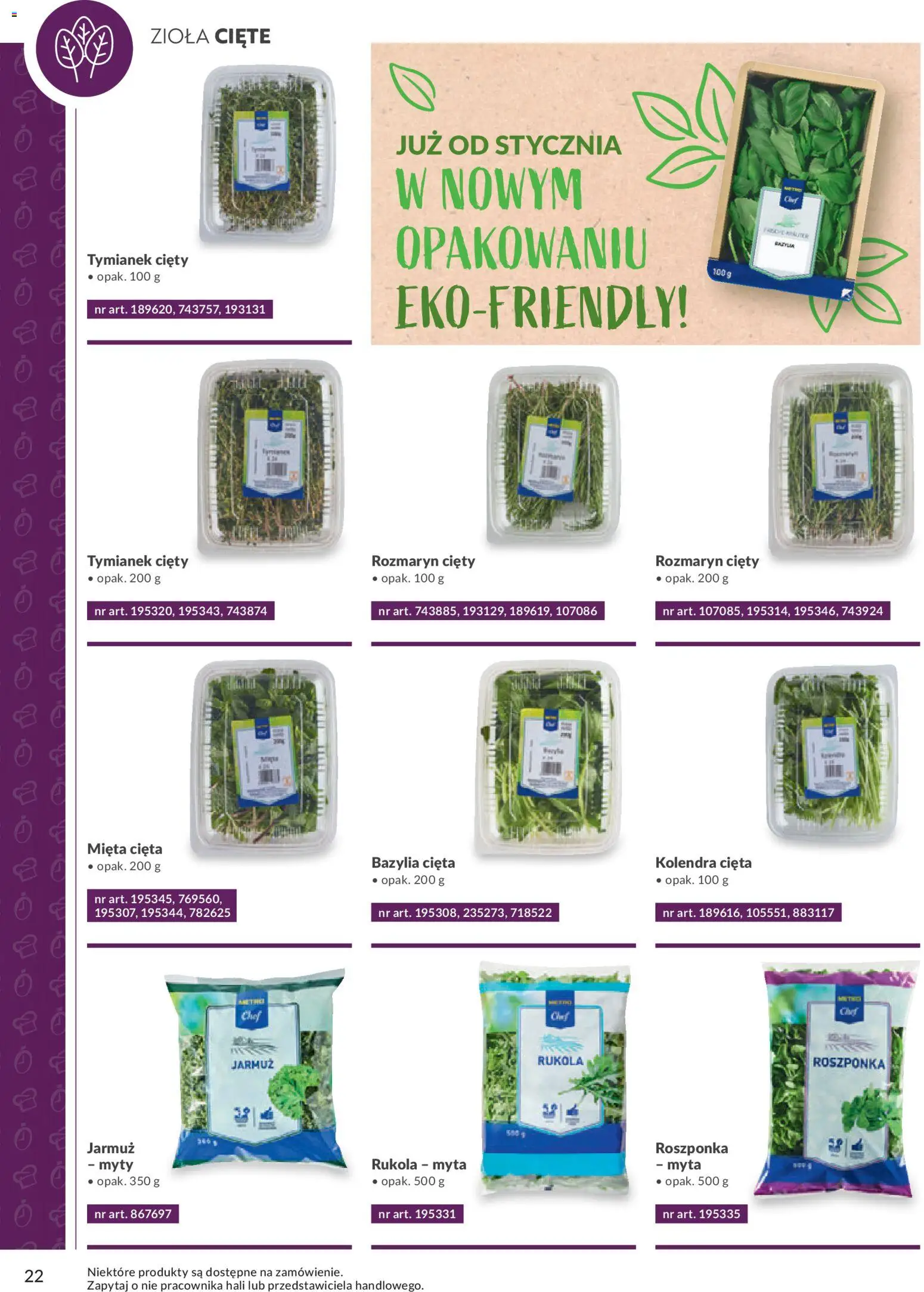 Makro Gazetka - Smart Chef Warzywa i Owoce od 01.01.2026 | Strona: 22 | Produkty: Rukola, Bazylia, Jarmuż, Kolendra