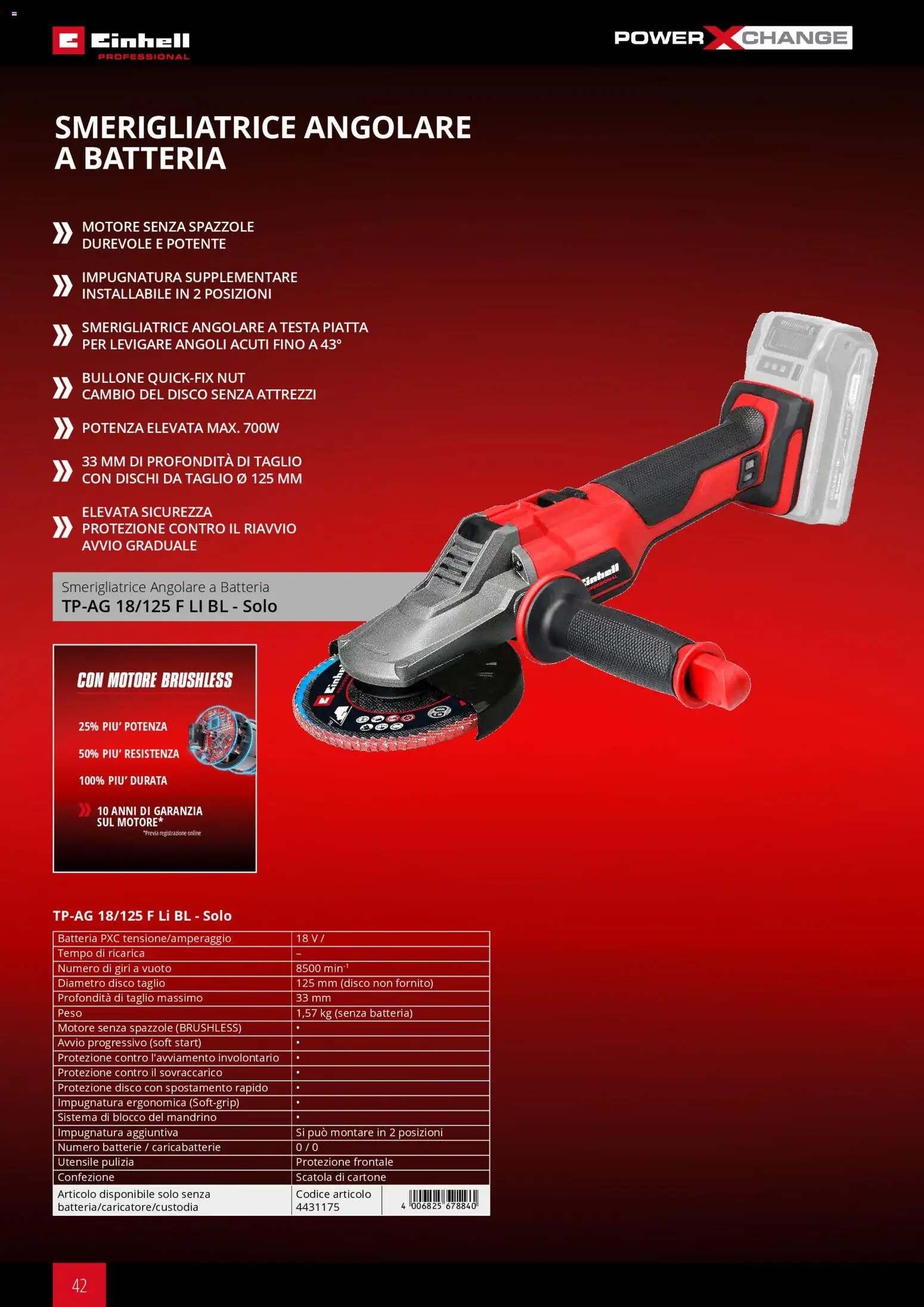 Volantino Einhell del 17.03.2026 | Pagina: 44 | Prodotti: Smerigliatrice, Scatola, Batteria, Batterie