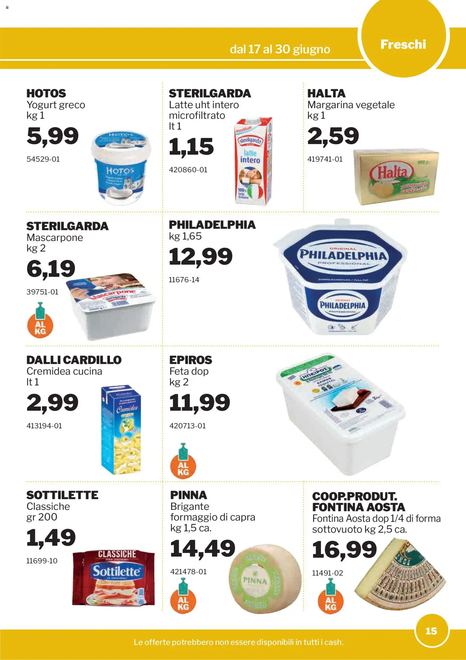 Volantino Sogegross del 17.06.2026 | Pagina: 15 | Prodotti: Yogurt greco, Formaggio, Margarina, Mascarpone