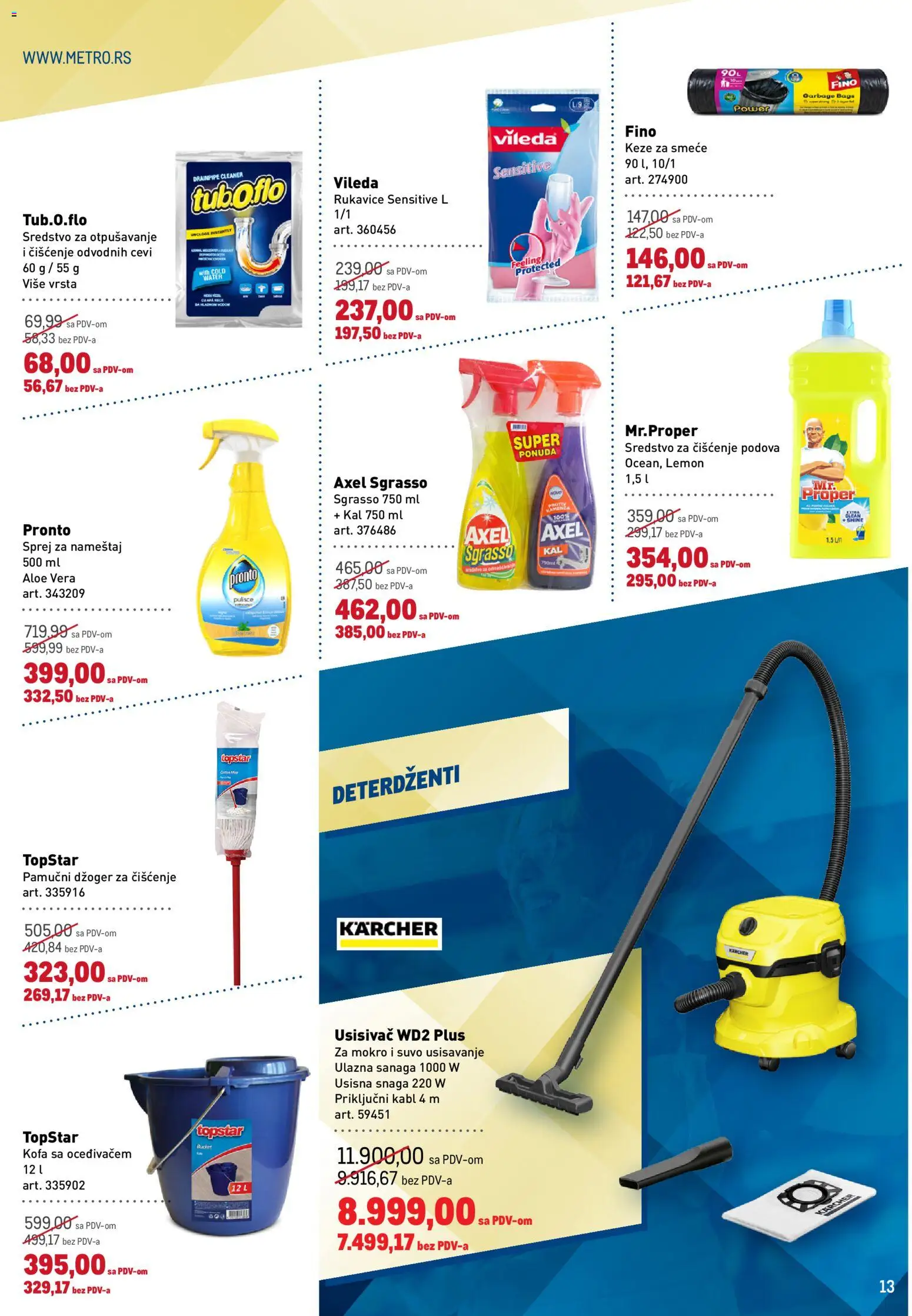 Metro katalog - važi od 11.06.2026 | Strana: 13 | Proizvode: Usisivač, Rukavice, Kabl, Vileda