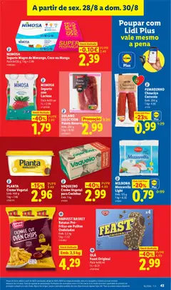 Pré-visualização Lidl folheto válido de 24/08/2026 | Página: 43 | Produtos: Creme vegetal, Manga, Chouriço, Iogurte liquido