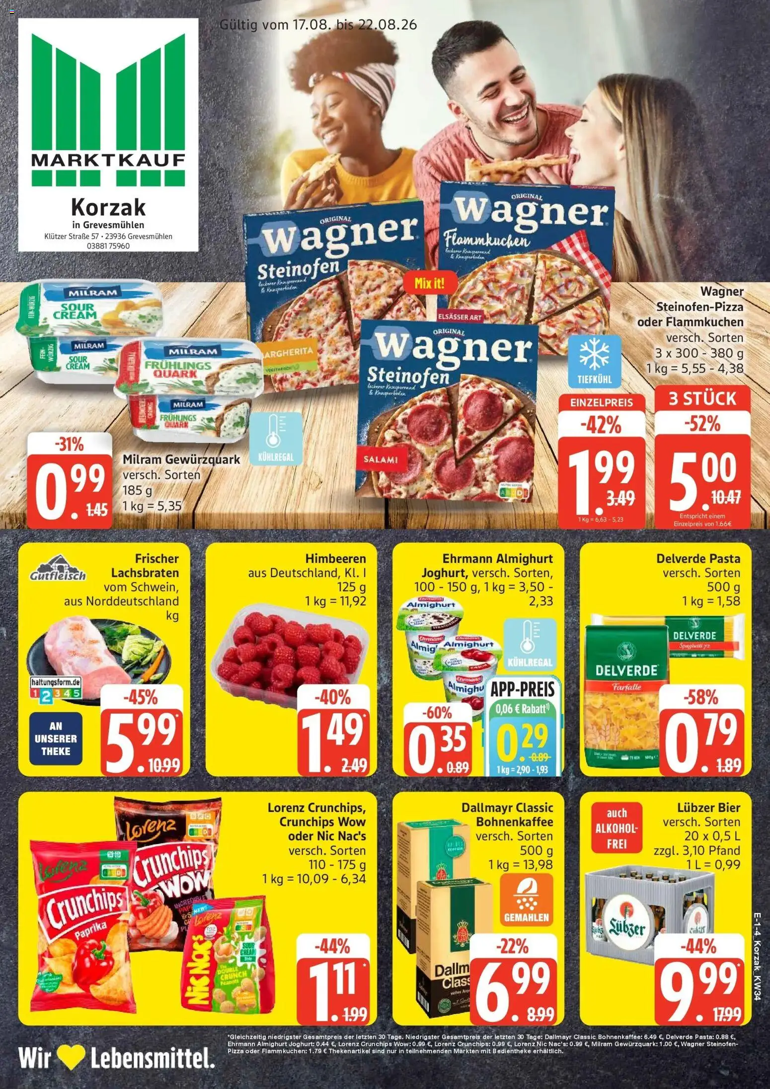 Marktkauf Prospekt Grevesmühlen (ab 17.08.2026) » Angebote online | Seite: 1 | Produkte: Ehrmann almighurt, Bier, Alkohol, Lubzer