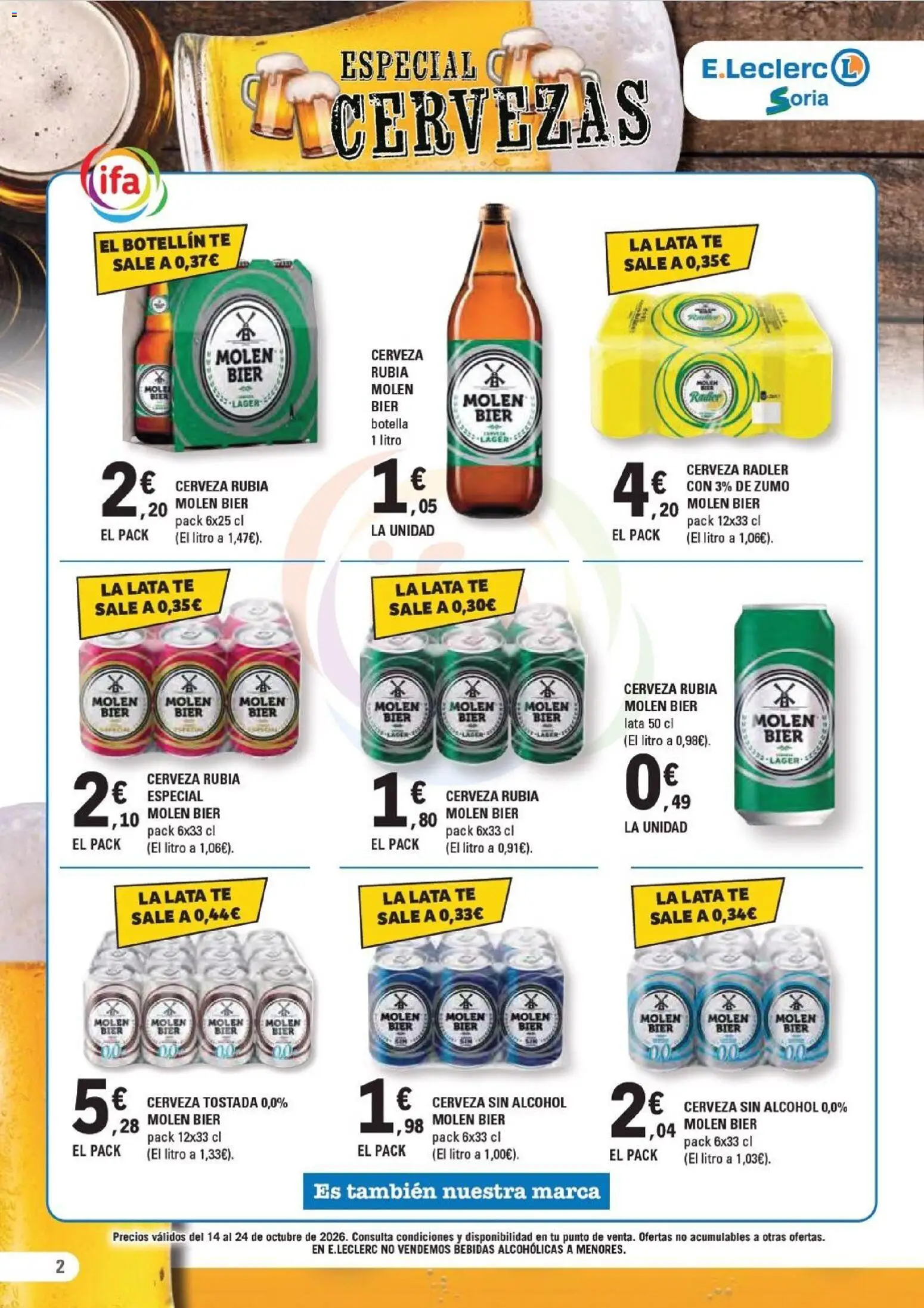 E.Leclerc - Soria │ válido desde el 14/10/2026 | Página: 2 | Productos: Radler, Cerveza, Zumo, Bebidas