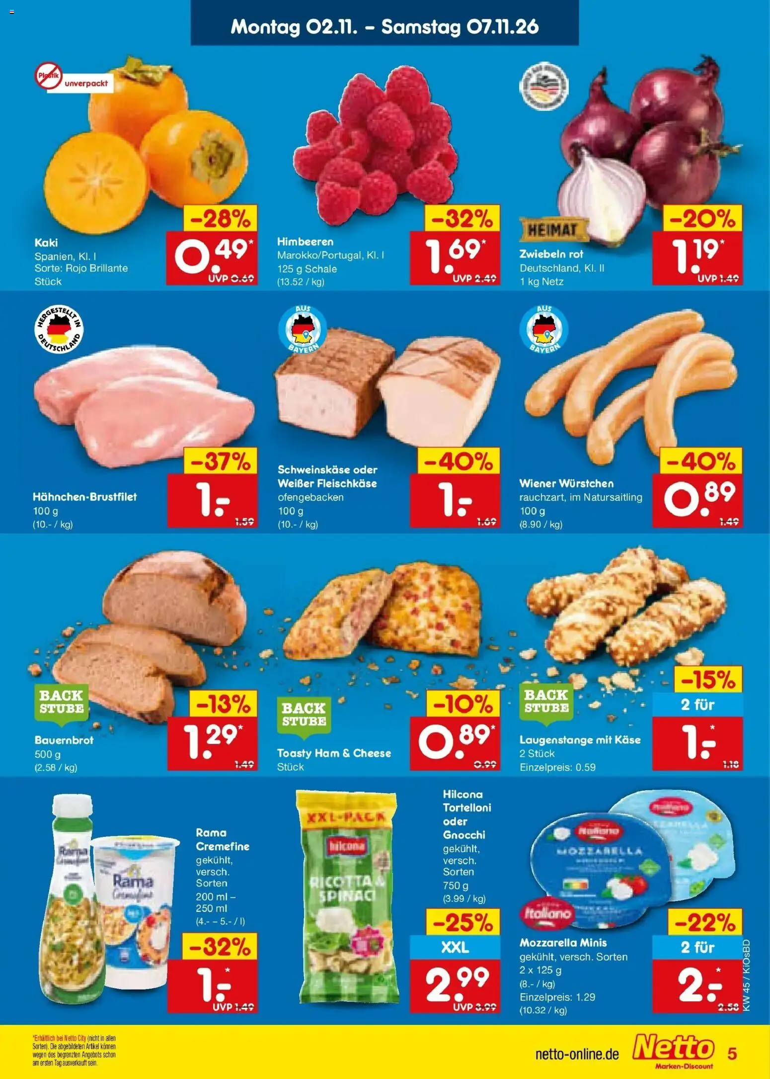 Netto Marken-Discount Prospekt Mistelbach – gültig ab 02.11.2026 | Seite: 7 | Produkte: Rama, Mozzarella, Rama cremefine, Zwiebeln