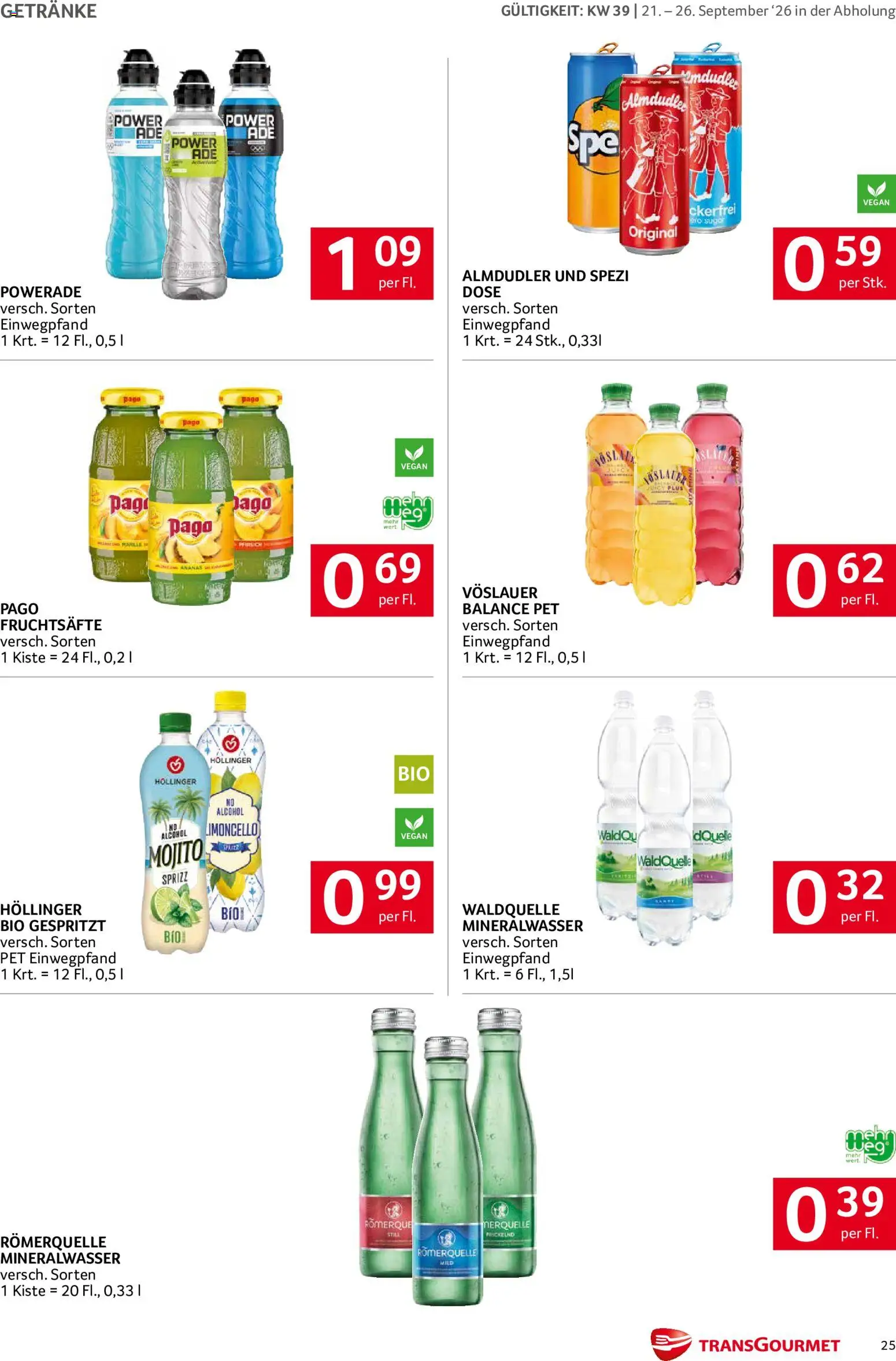 Transgourmet Flugblatt gültig ab 20.09.2026 | Seite: 23 | Produkte: Getränke, Mineralwasser