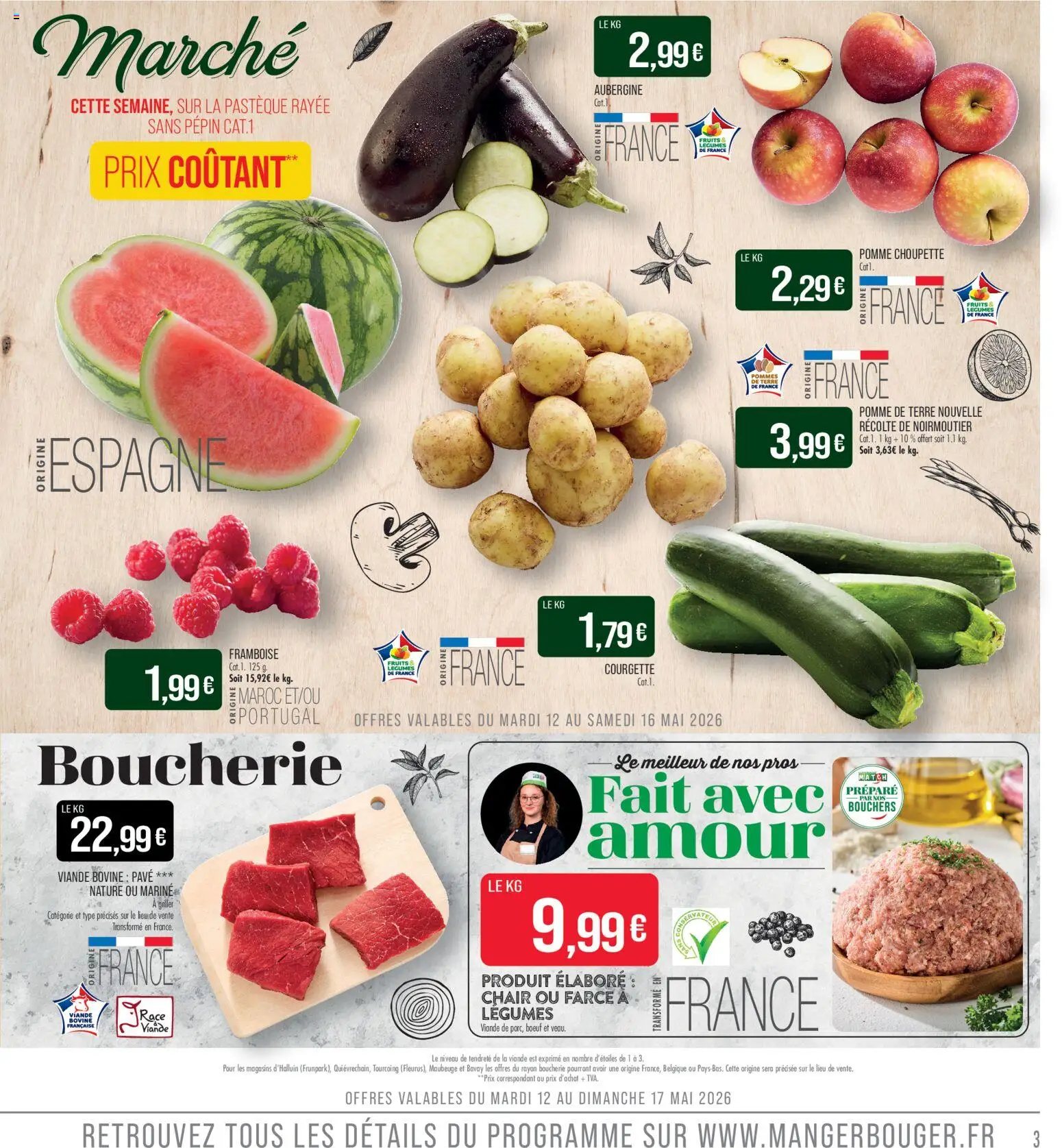 {H1} | Page: 3 | Produits: Pastèque, Aubergine, Pomme de terre, Pommes