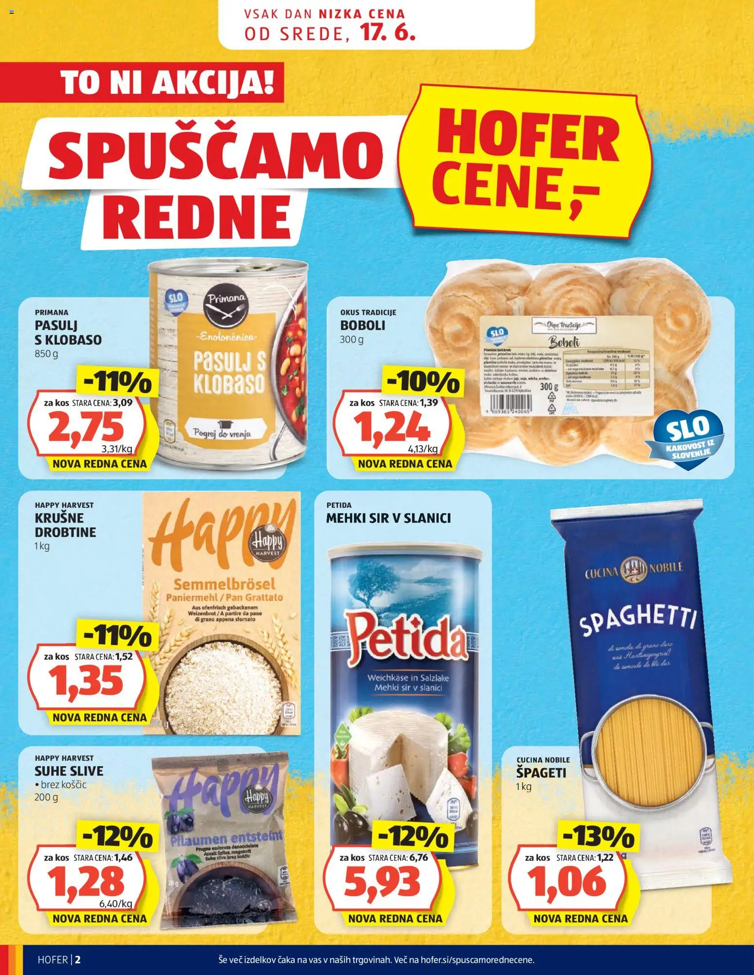 Hofer SI katalog | vrijedi od 17.06.2026 | Stranica: 2 | Proizvodi: Sir, Špageti, Pan