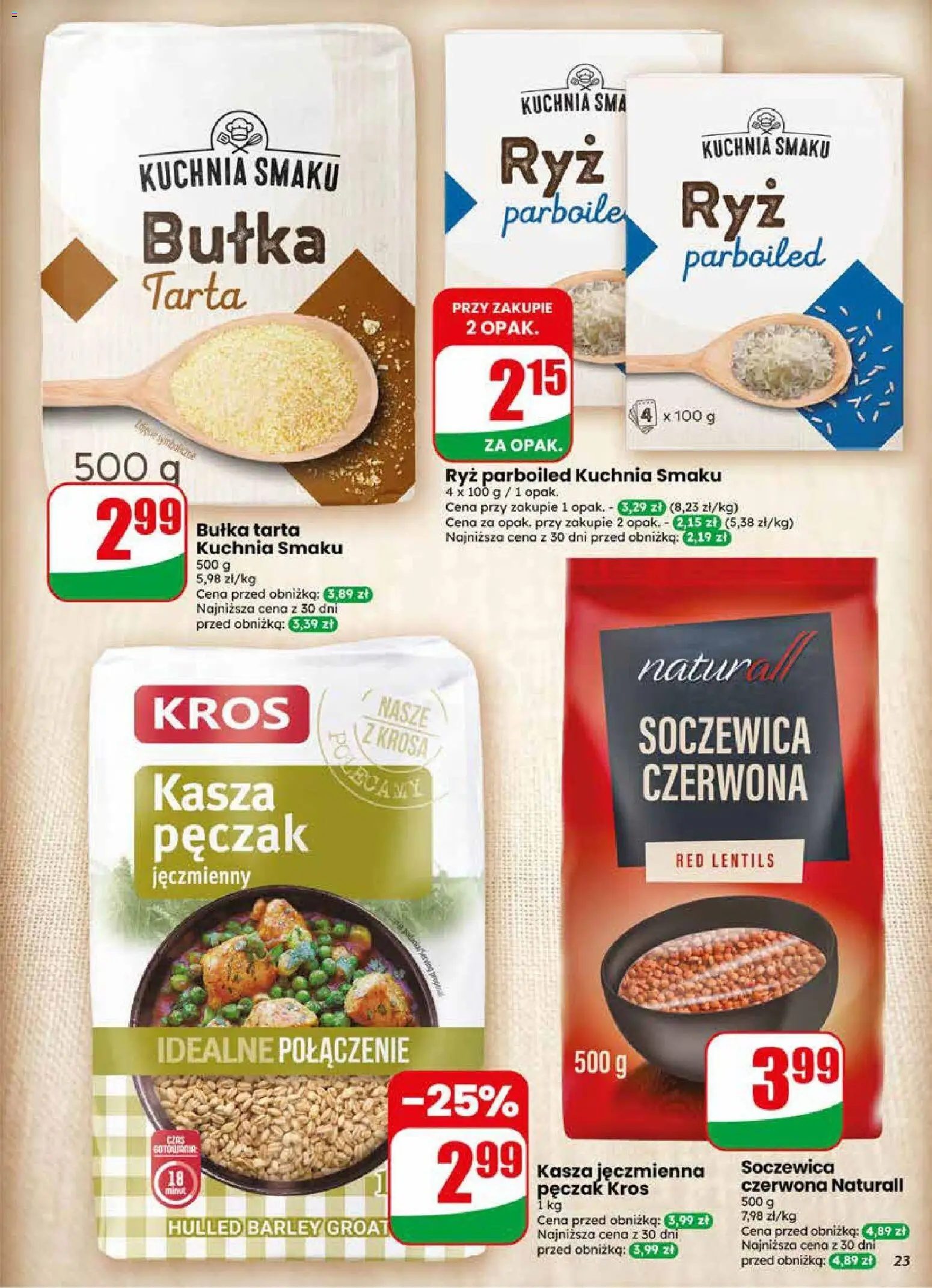 Dino gazetka od 10.06.2026 | Strona: 23 | Produkty: Kasza jęczmienna, Bułka tarta, Bułka, Ryż