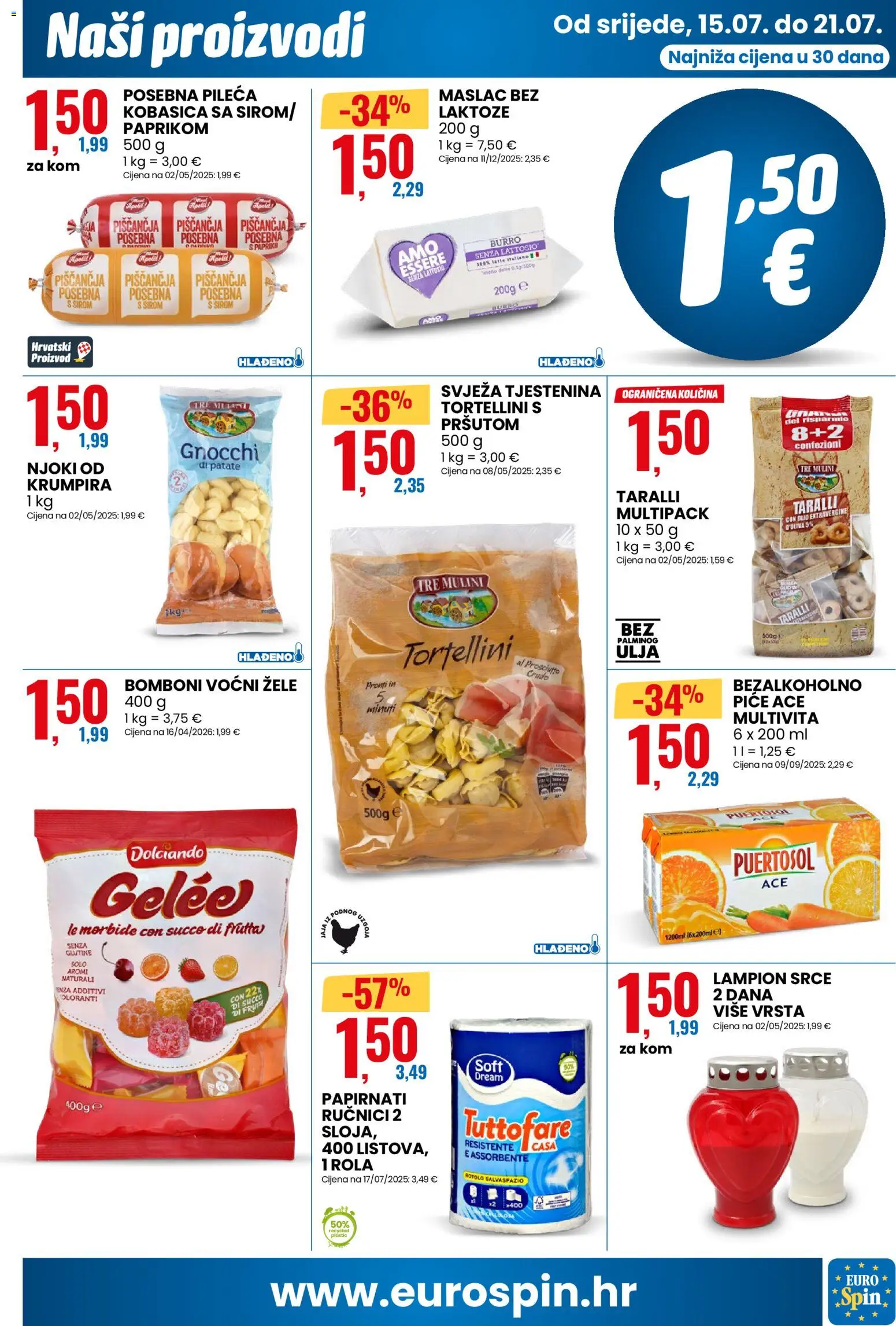 Eurospin katalog | vrijedi od 15.07.2026 | Stranica: 3 | Proizvodi: Gnocchi, Maslac, Bomboni, Papirnati ručnici