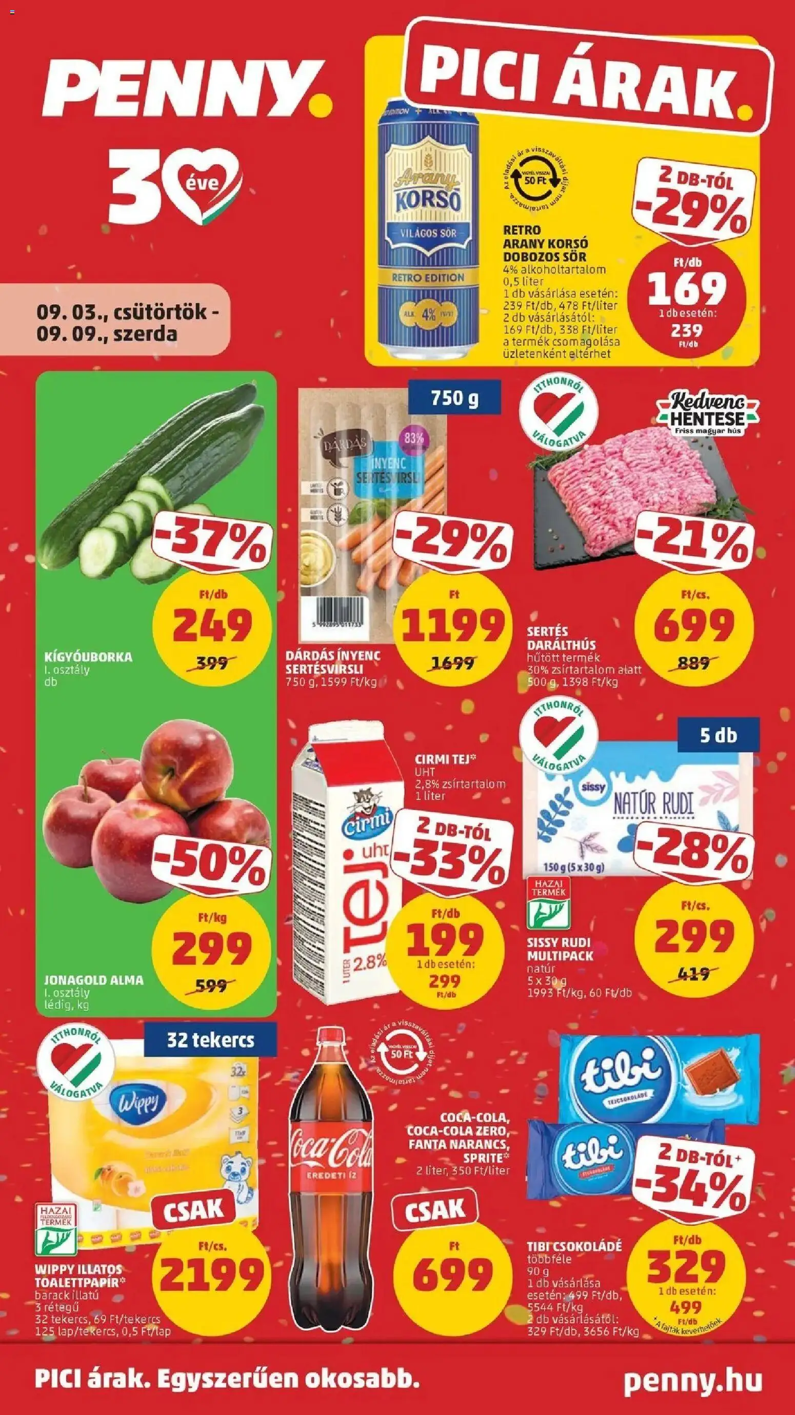 PENNY akciós ujság - amely érvényes a következő dátumtól: 2026.09.03. | Oldal: 1 | Termékek: Hús, Fanta, Sör, Alma