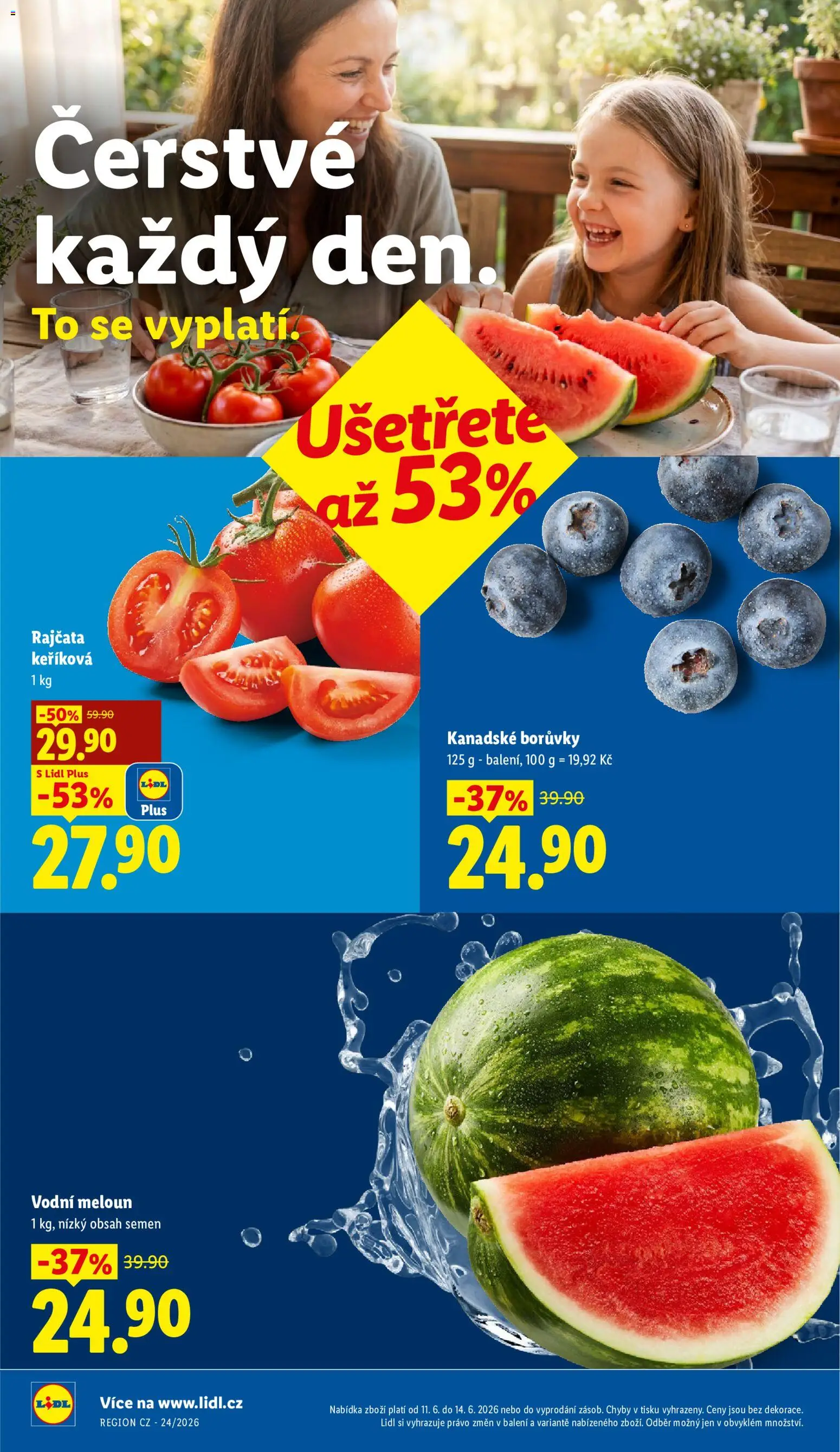 Lidl leták od 11.06.2026 | Strana: 12 | Produkty: Meloun, Rajčata, Borůvky