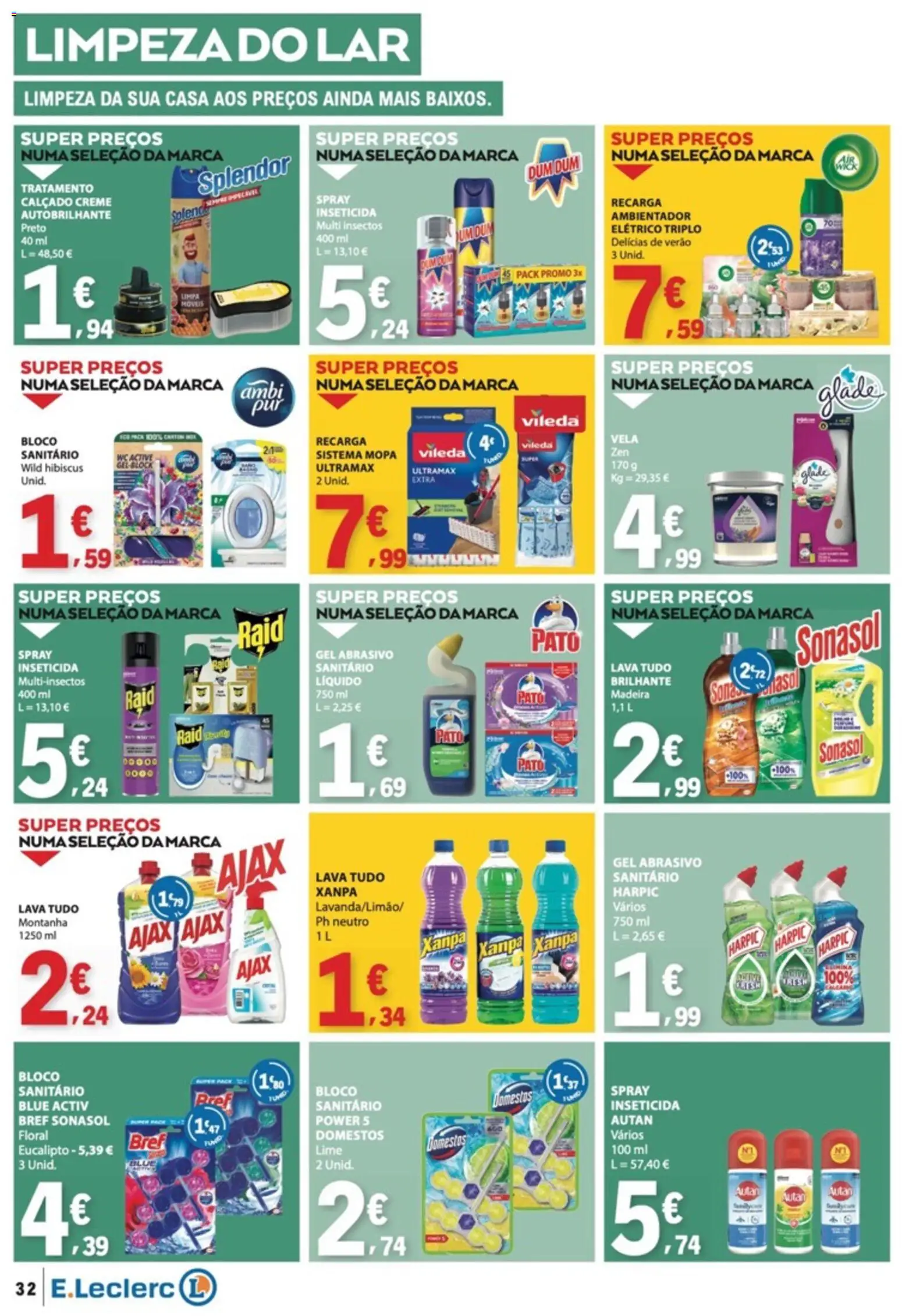 E.Leclerc folheto │ válido de 13/08/2026 | Página: 32 | Produtos: Pato, Inseticida, Limpa móveis, Creme