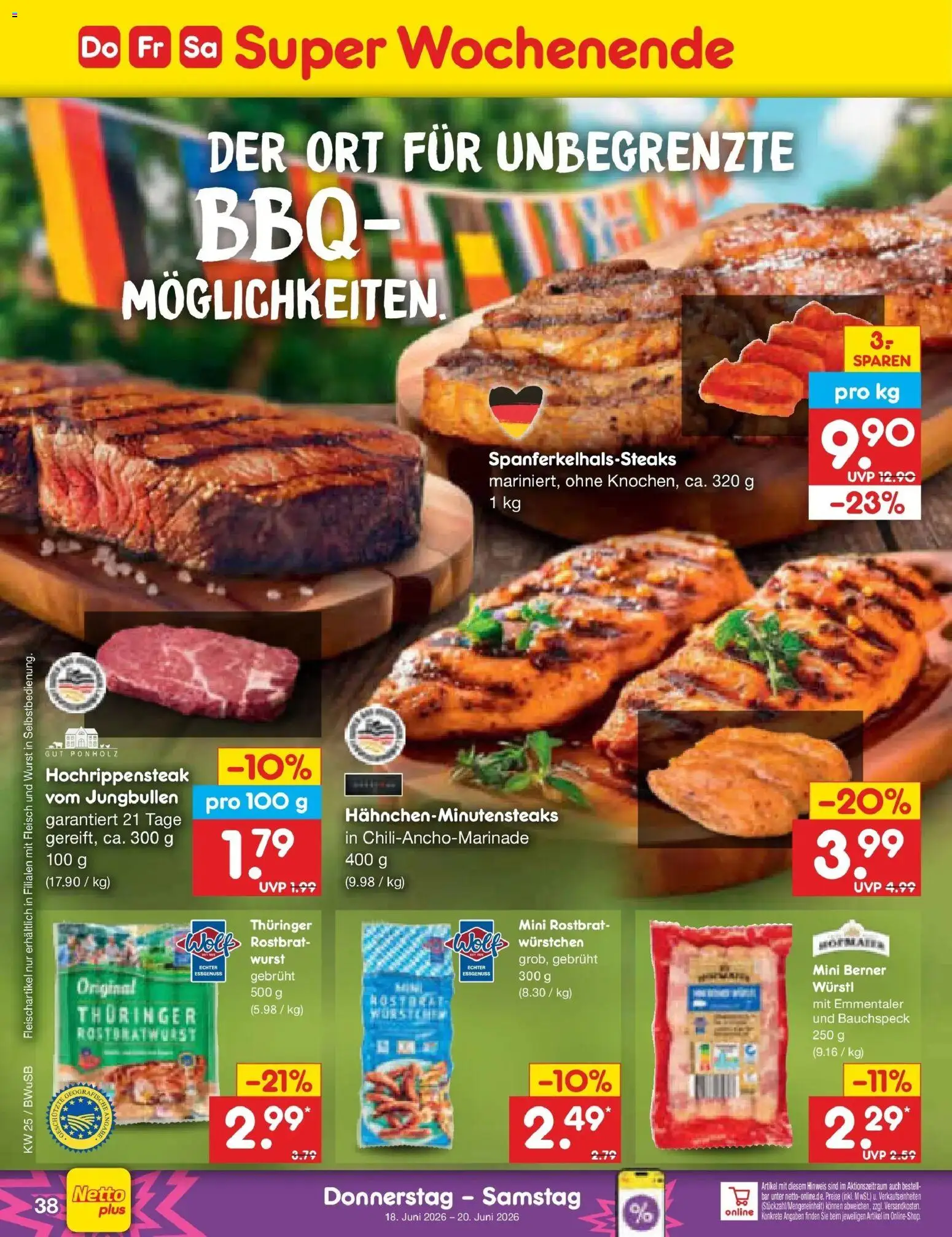 Netto Marken-Discount Prospekt Stemwede-Dielingen – gültig ab 15.06.2026 | Seite: 48 | Produkte: Würstl, Wurst, Fleisch