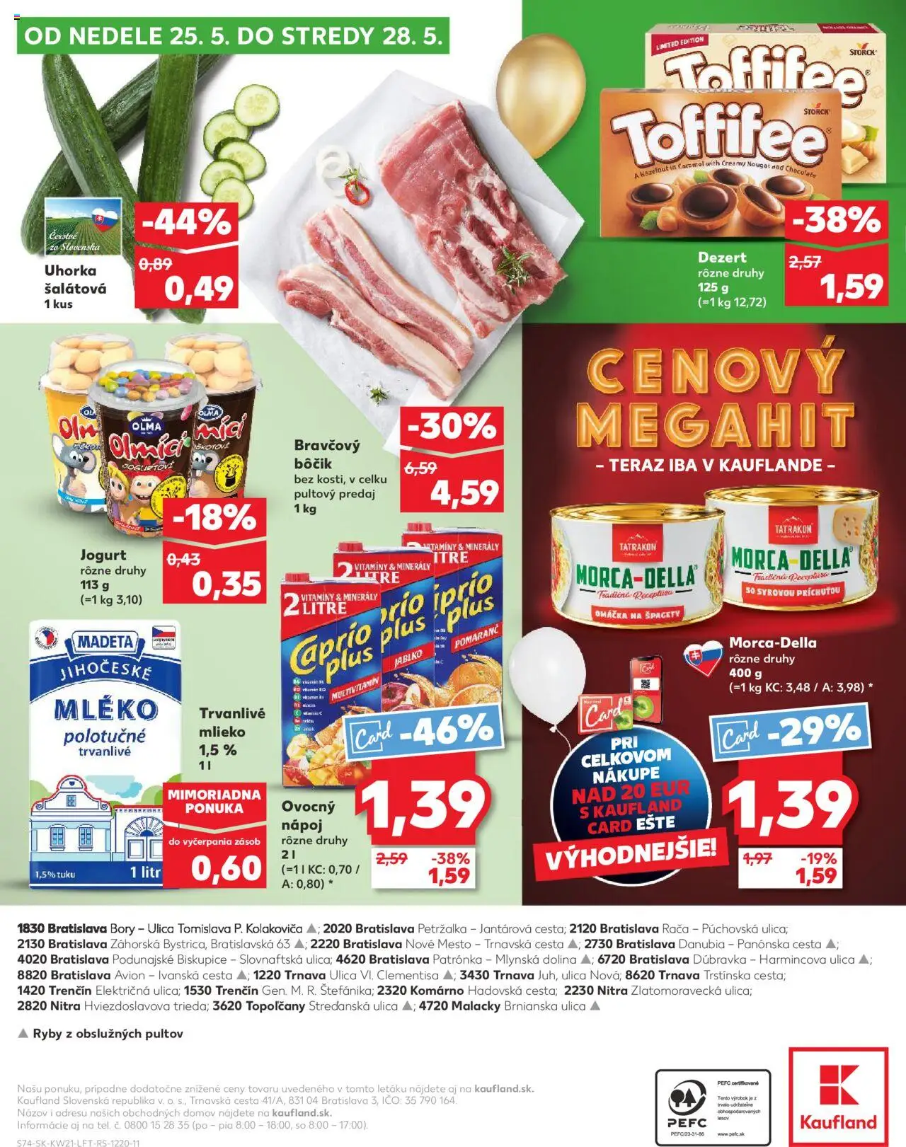 Nové Kaufland akcie – leták je platný od 22.05.2025 | Strana: 74 | Produkty: Mlieko, Ryby, Bravčový bôčik, Toffifee