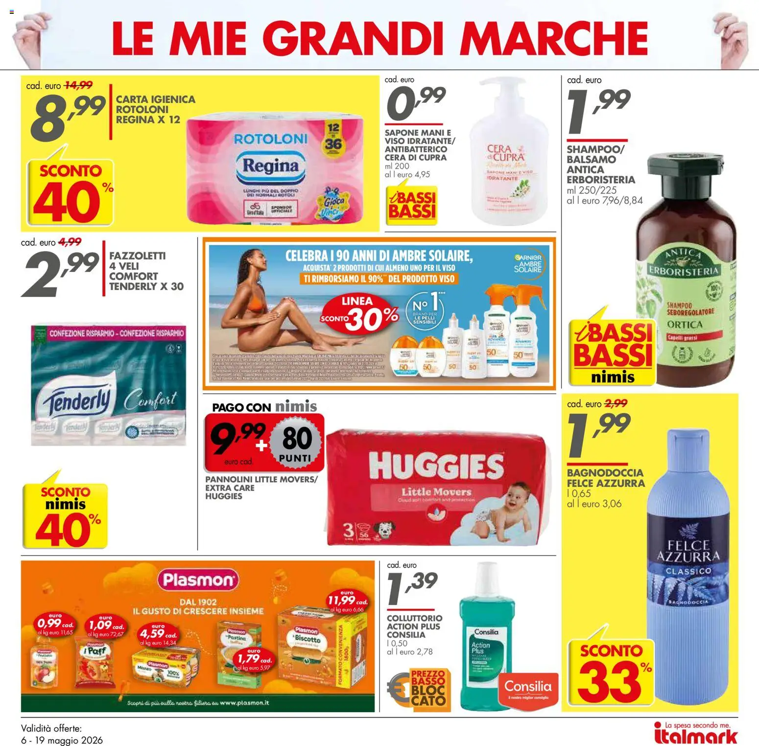 Volantino Italmark del 06.05.2026 | Pagina: 5 | Prodotti: Balsamo, Carta igienica, Sapone, Fazzoletti