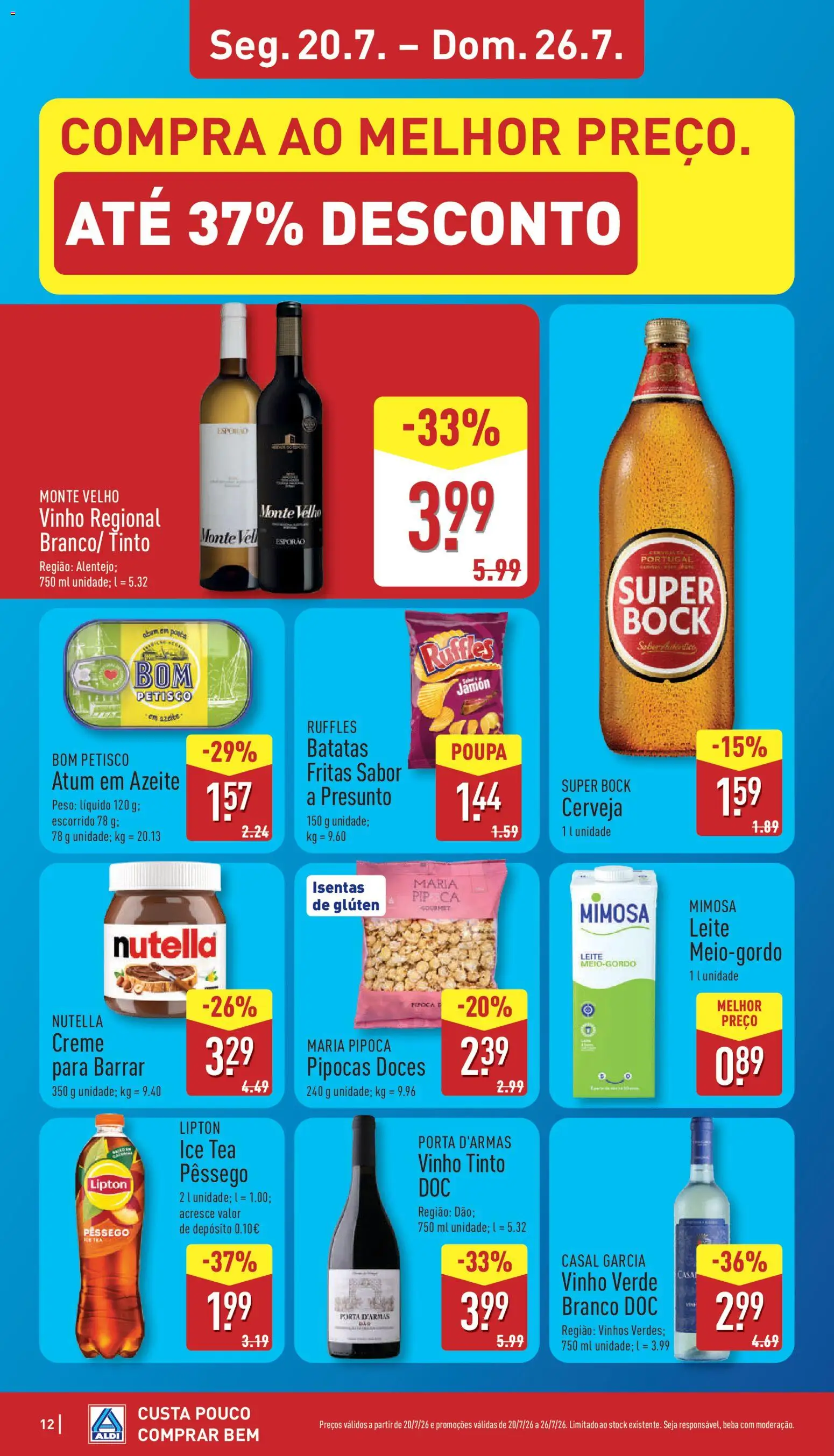 Aldi folheto │ válido de 20/07/2026 | Página: 12 | Produtos: Atum, Presunto, Vinho, Doces