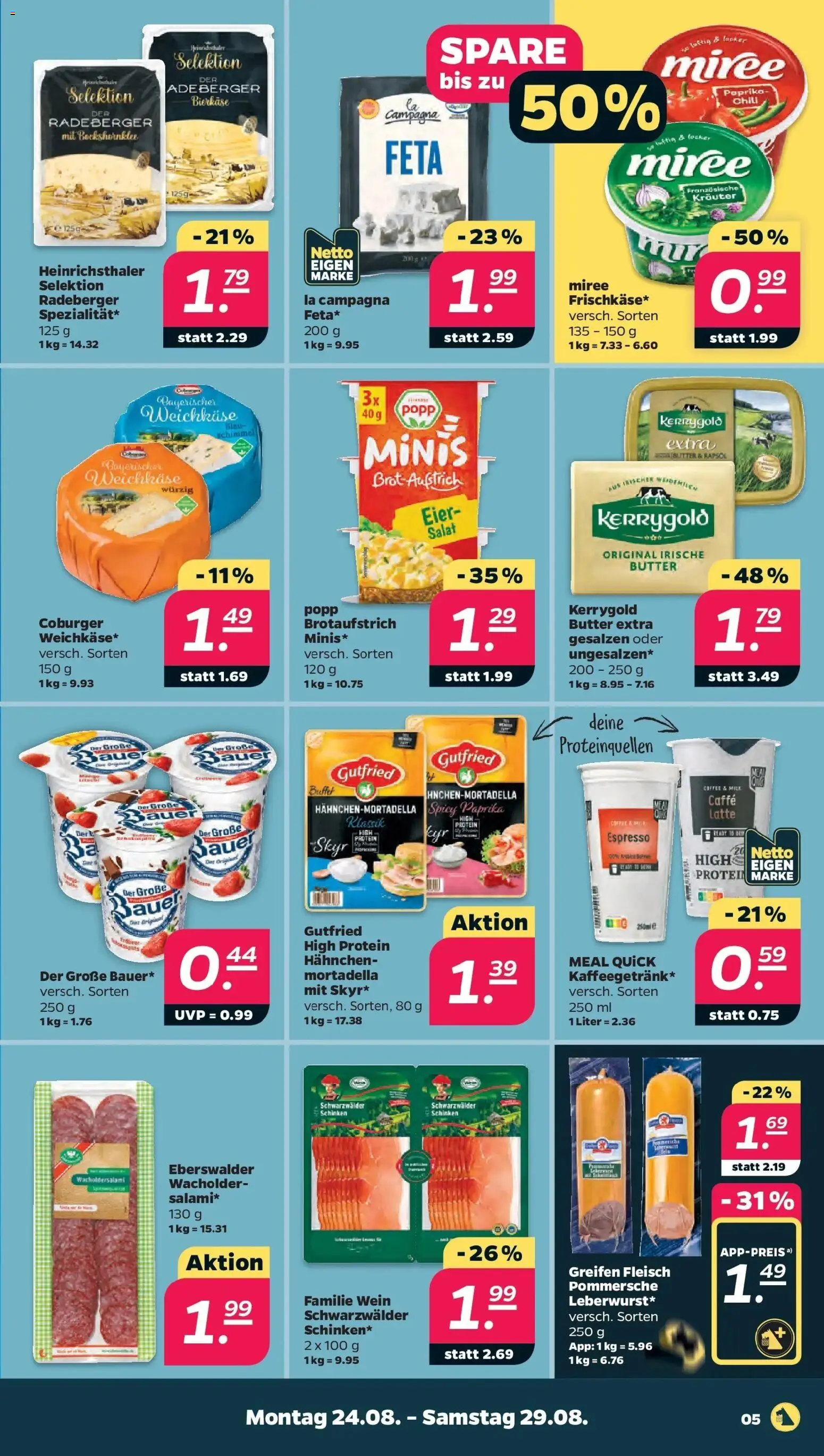Netto Aktueller Prospekt ab 23.08.2026 → Angebote nächste Woche | Seite: 7 | Produkte: Feta, Paprika, Wein, Fleisch