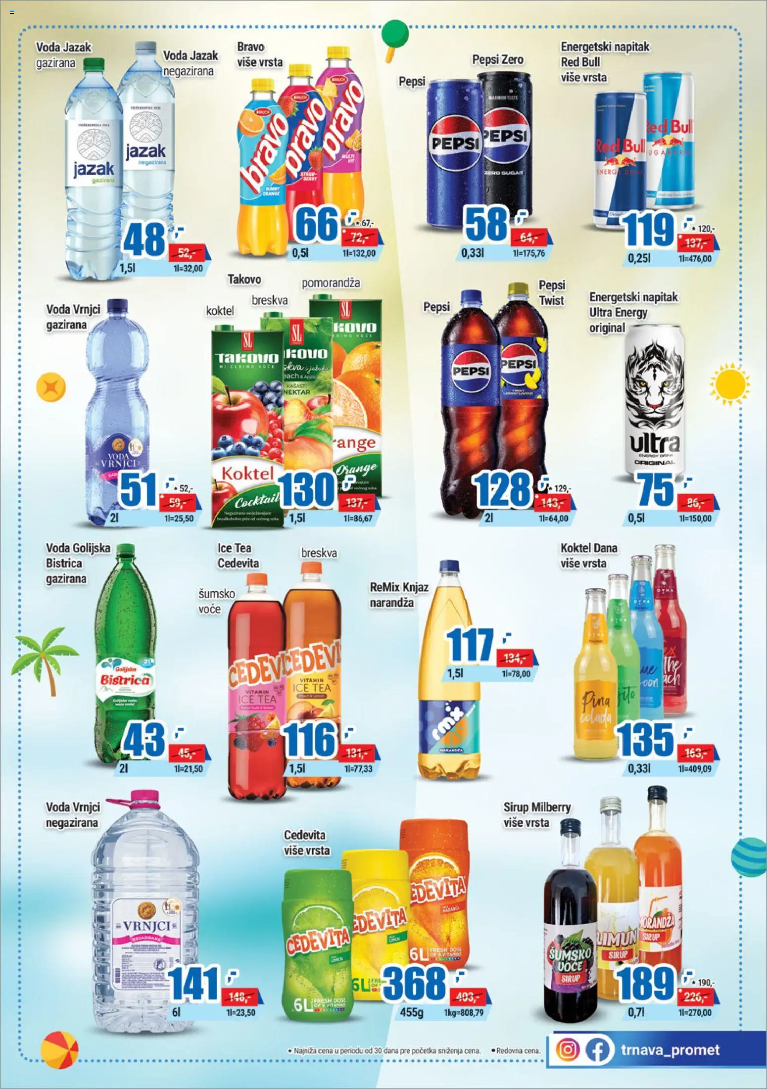 Trnava Promet katalog - važi od 15.06.2026 | Strana: 17 | Proizvode: Nektar, Sirup, Red Bull, Pepsi