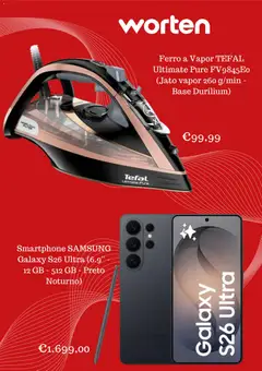 Pré-visualização Worten Promoções válido de 19.04.2026 | Página: 3 | Produtos: Smartphone, Ferro a vapor, Ferro, Base