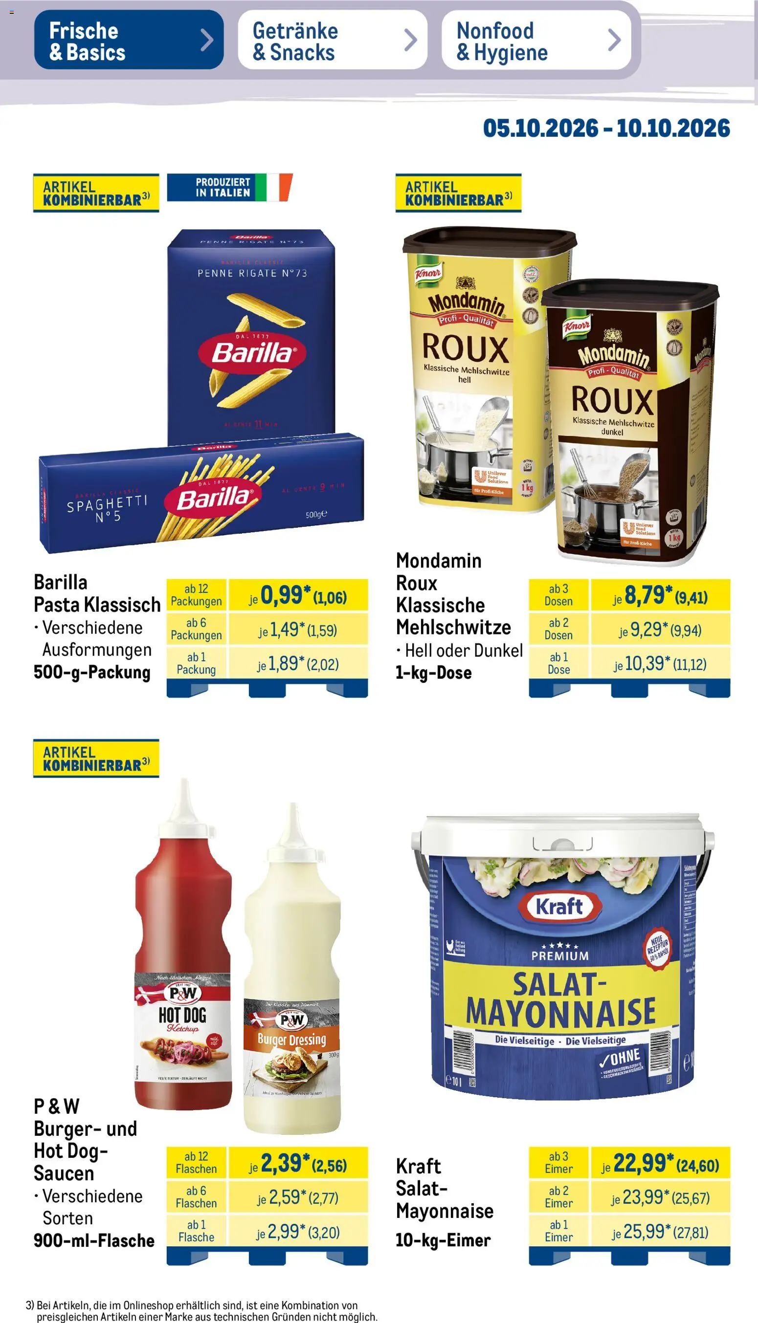 Metro NonFood-Angebote – gültig ab 05.10.2026 | Seite: 45 | Produkte: Spaghetti, Rapsöl, Dressing, Ketchup