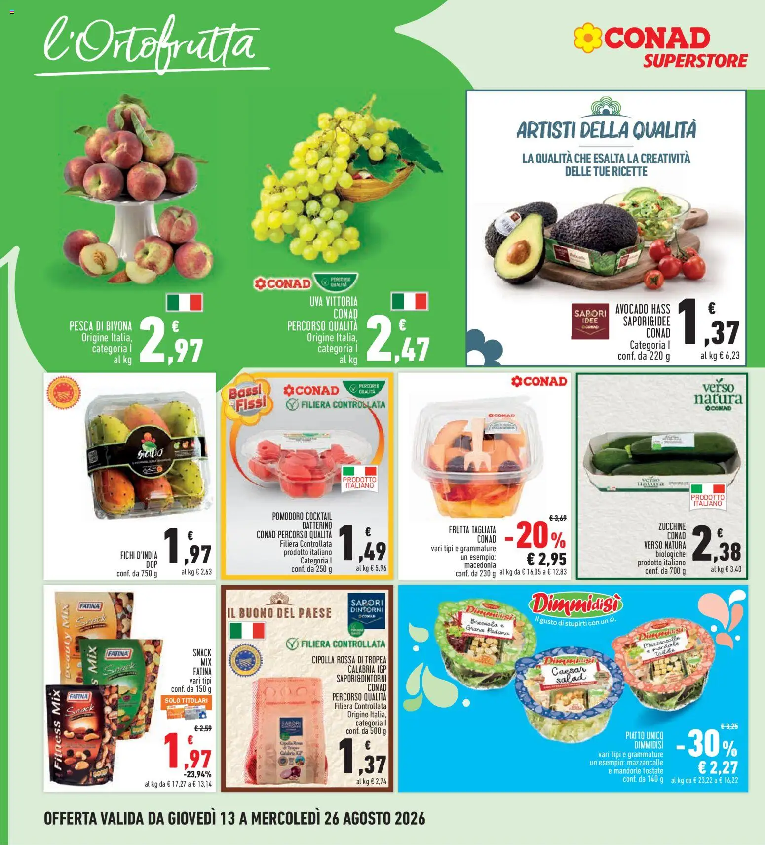 Volantino Conad del 13/08/2026 | Pagina: 8 | Prodotti: Bresaola, Cocktail, Avocado, Uva