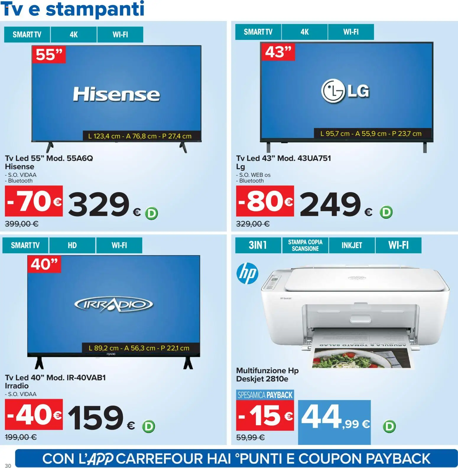 Volantino Carrefour del 21.04.2026 | Pagina: 30 | Prodotti: smart TV, TV, Stampa