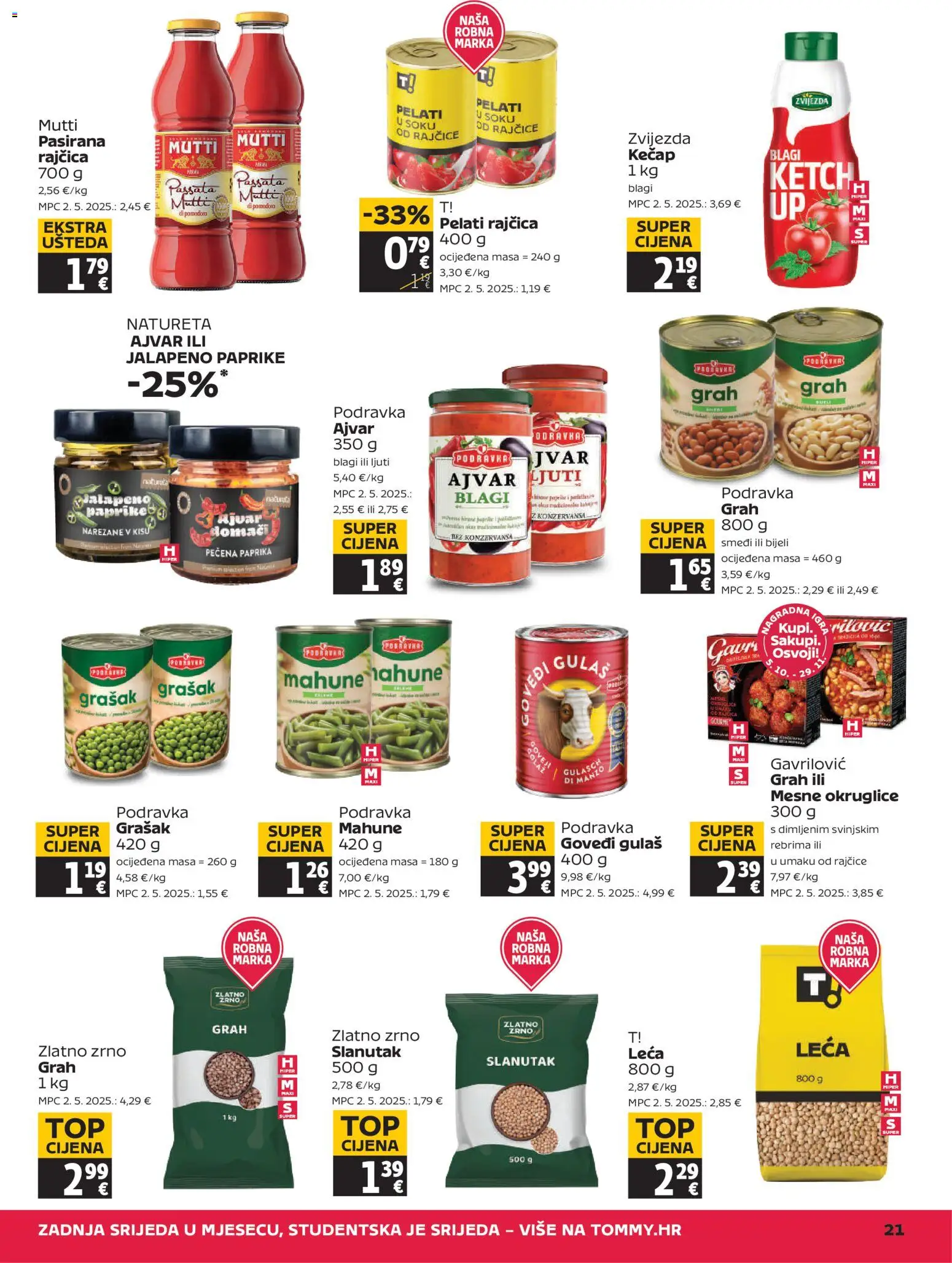 Tommy katalog | vrijedi od 22.10.2026 | Stranica: 21 | Proizvodi: Okruglice, Grah, Rajčice, Paprika