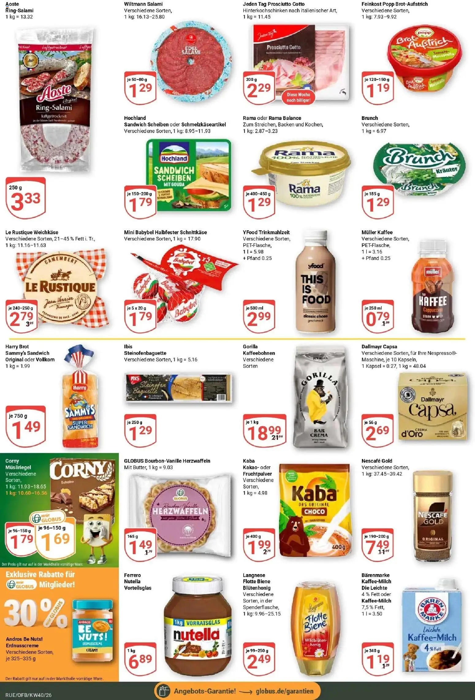 Globus Prospekt Rüsselsheim (ab 28.09.2026) » Angebote online | Seite: 14 | Produkte: Langnese, Gouda, Salami, Nescafe gold