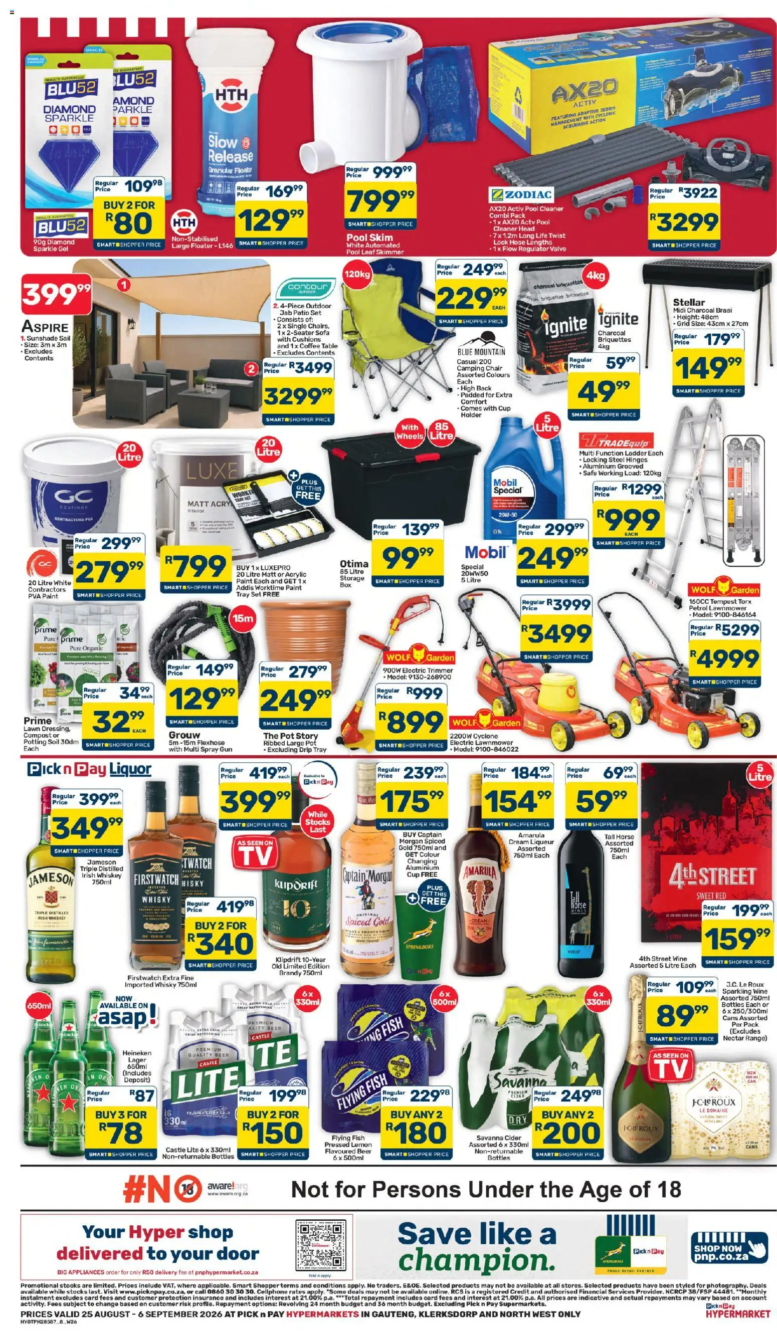 New Pick n Pay catalogue – valid from 25/08/2026 | Page: 8 | Products: Table, Brandy, Wine, Drip tray