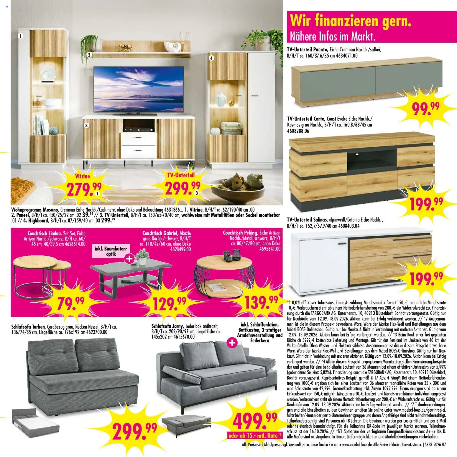 SB Möbel Boss Prospekt – gültig ab 12.09.2026 | Seite: 7 | Produkte: Vitrine, Couchtisch, Küche, Wasser