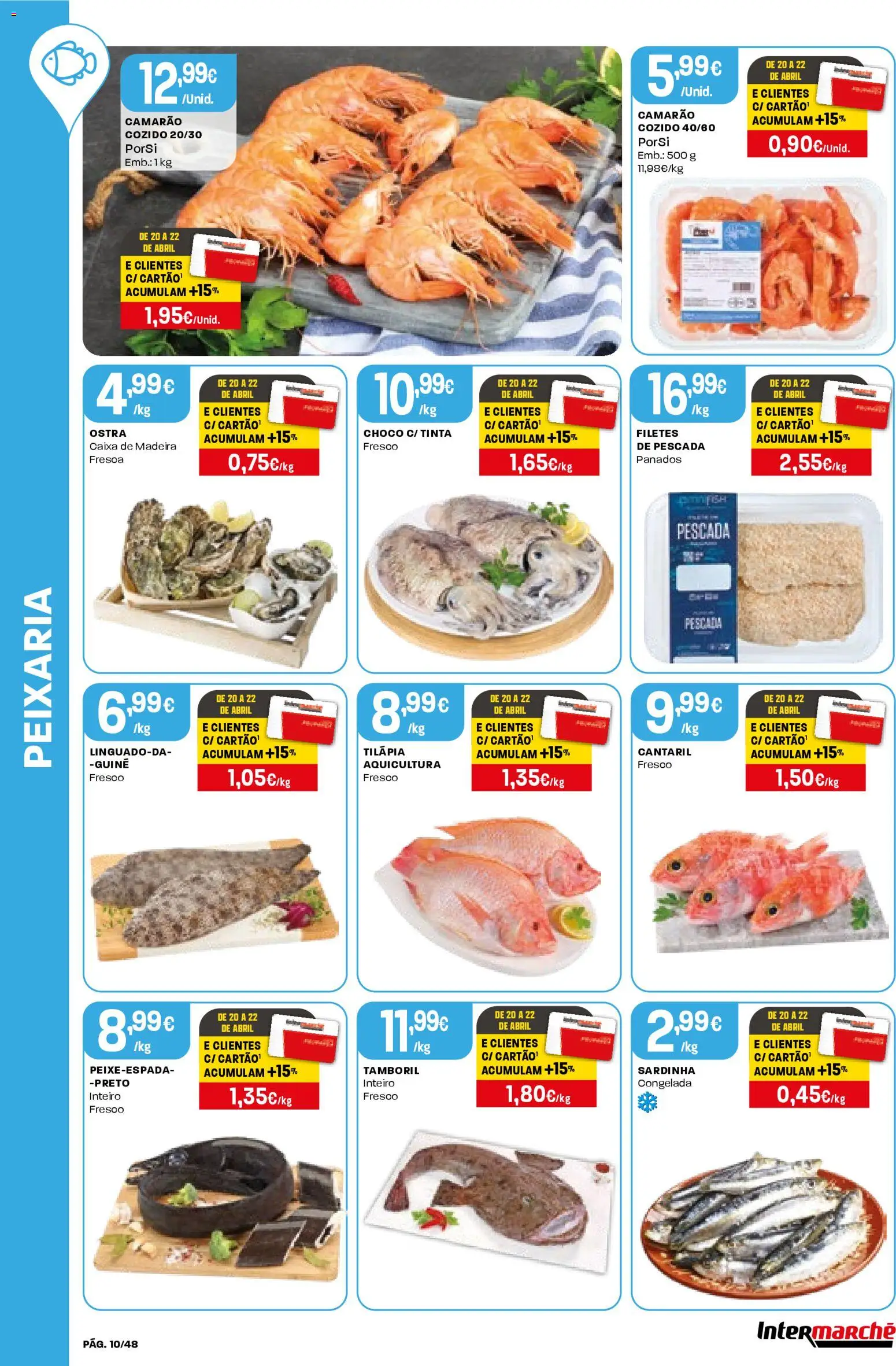 Intermarché folheto │ válido de 16.04.2026 | Página: 10 | Produtos: Pescada, Tinta, Camarão, Tamboril