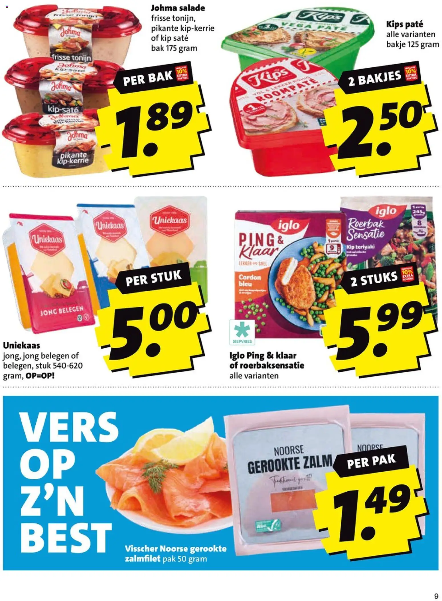 {H1} | Pagina: 9 | Producten: Zalm, Salade, Tonijn, Kip
