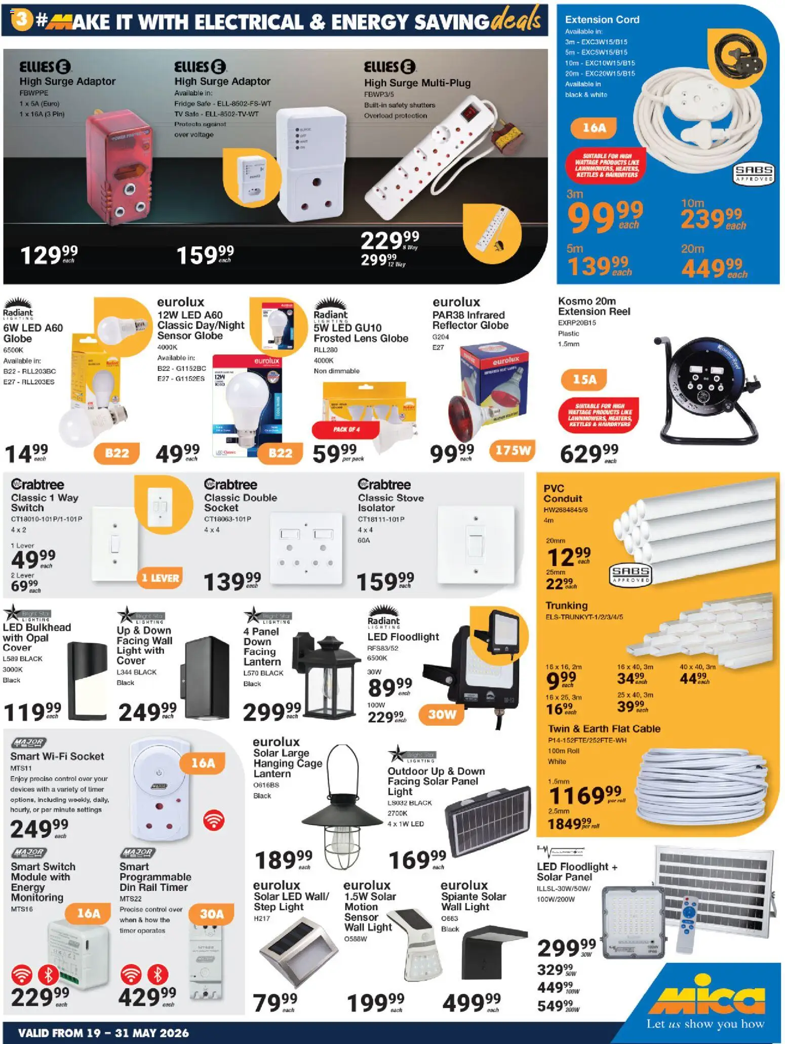 New MICA catalogue – valid from 19.05.2026 | Page: 3 | Products: Cable, Timer, Globe, Fridge